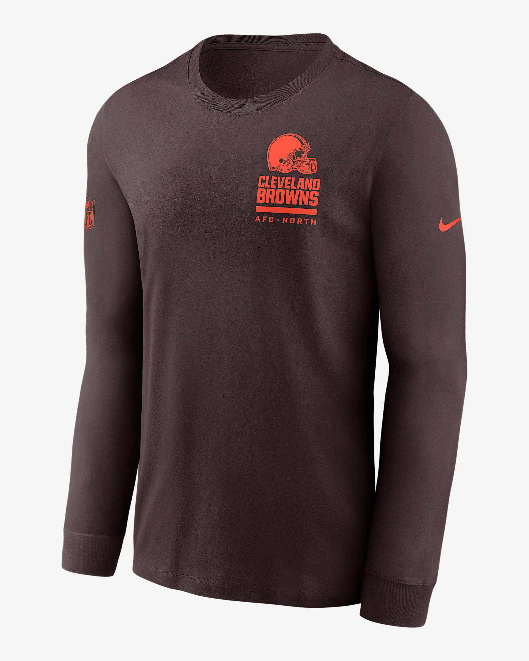 Cleveland Browns Sideline Team Issue Men's Nike Dri-FIT NFL Long-Sleeve T-Shirt - Brown