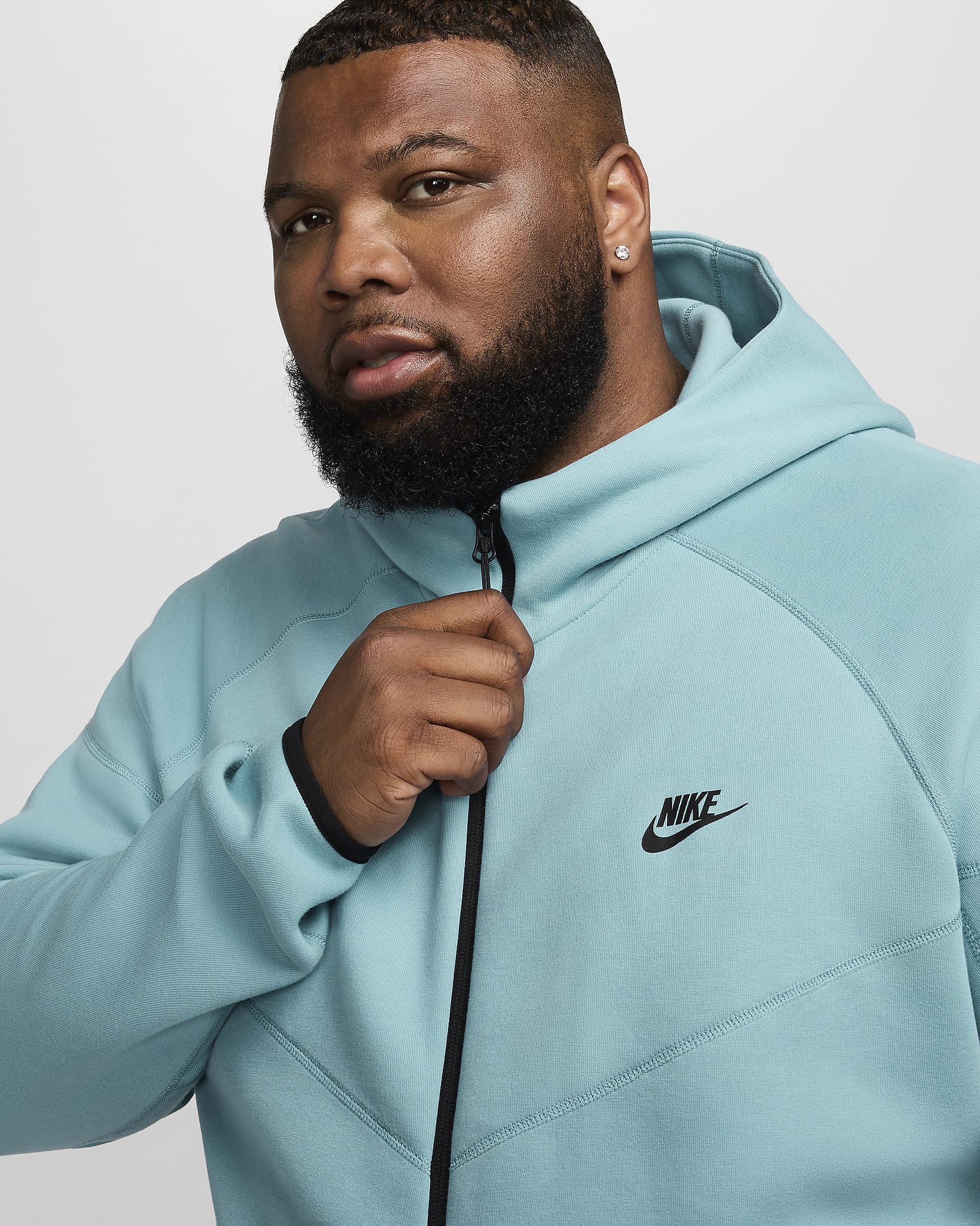 Nike Sportswear Tech Fleece Windrunner cipzáras, kapucnis férfipulóver - Denim Turquoise/Fekete