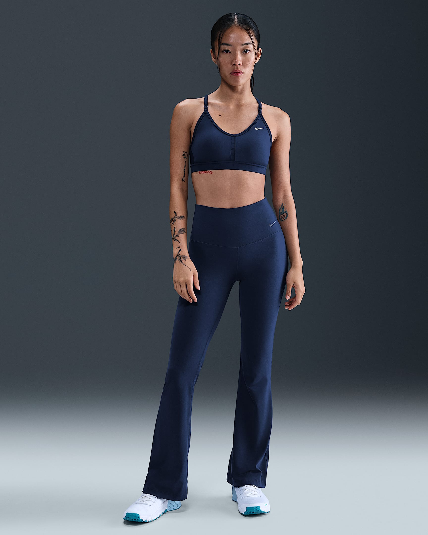Nike Zenvy Women's High-Waisted Flared Leggings - Midnight Navy/Black