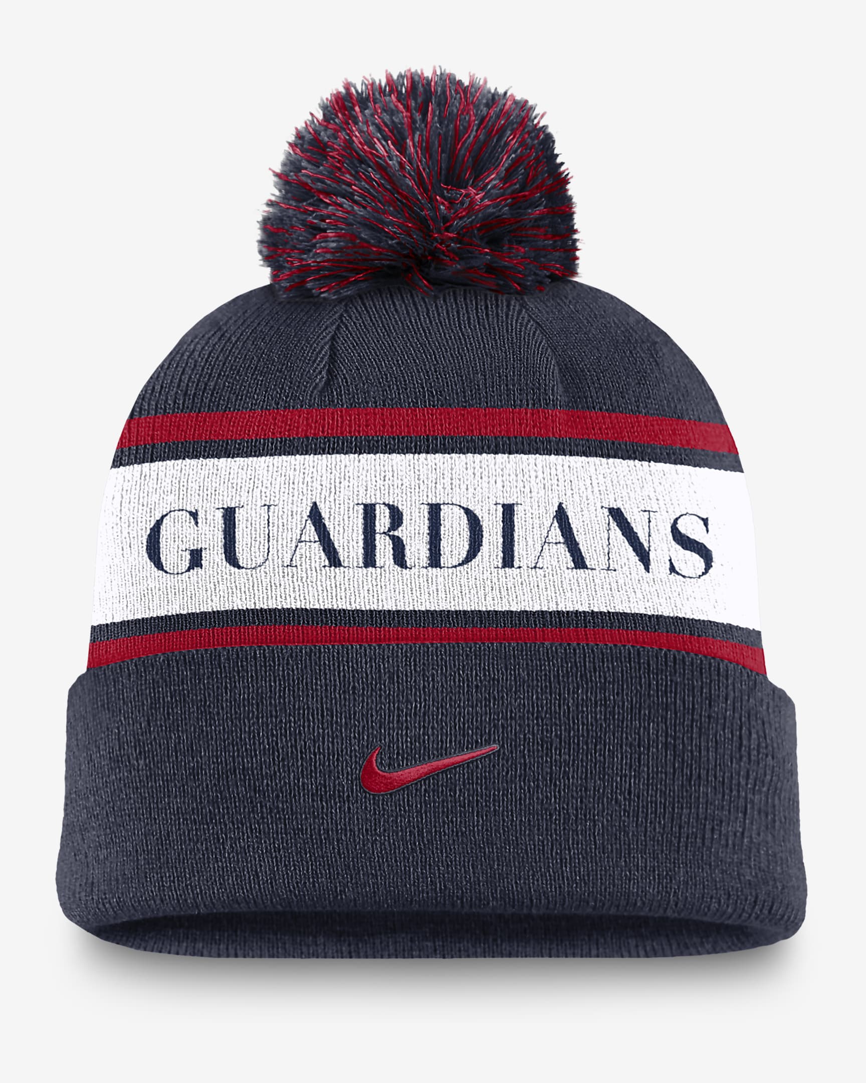 Cleveland Guardians Team Stripe Peak Men's Nike MLB Cuffed Pom Beanie ...