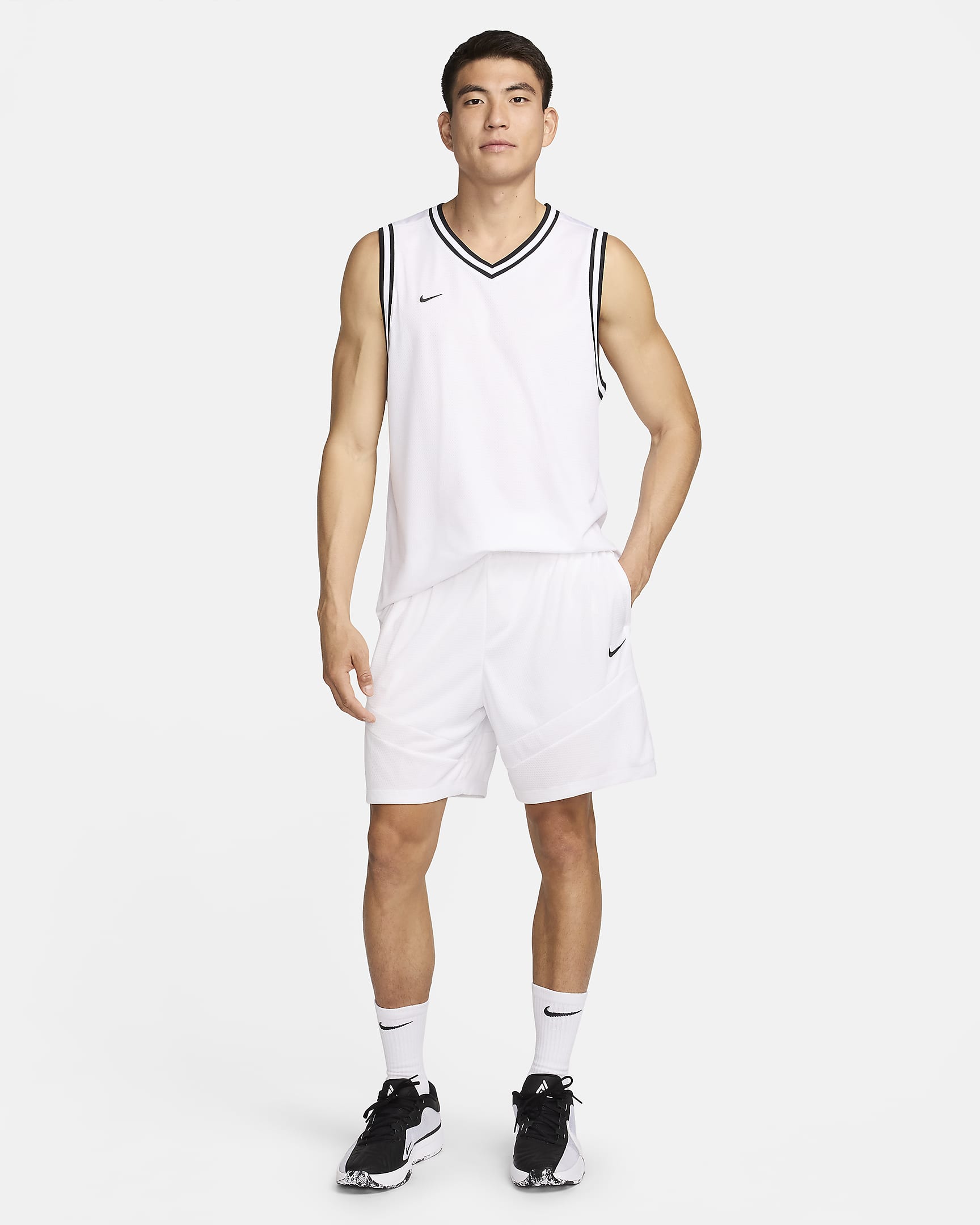 Basketshorts Nike Icon med Dri-FIT 20 cm för män - Vit/Vit/Vit/Svart