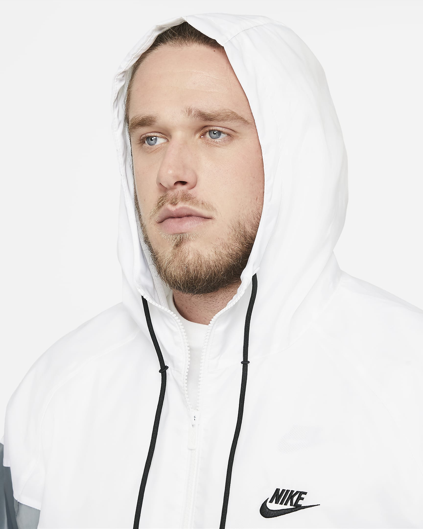 Huvjacka Nike Sportswear Windrunner för män - Smoke Grey/Vit/Smoke Grey/Svart