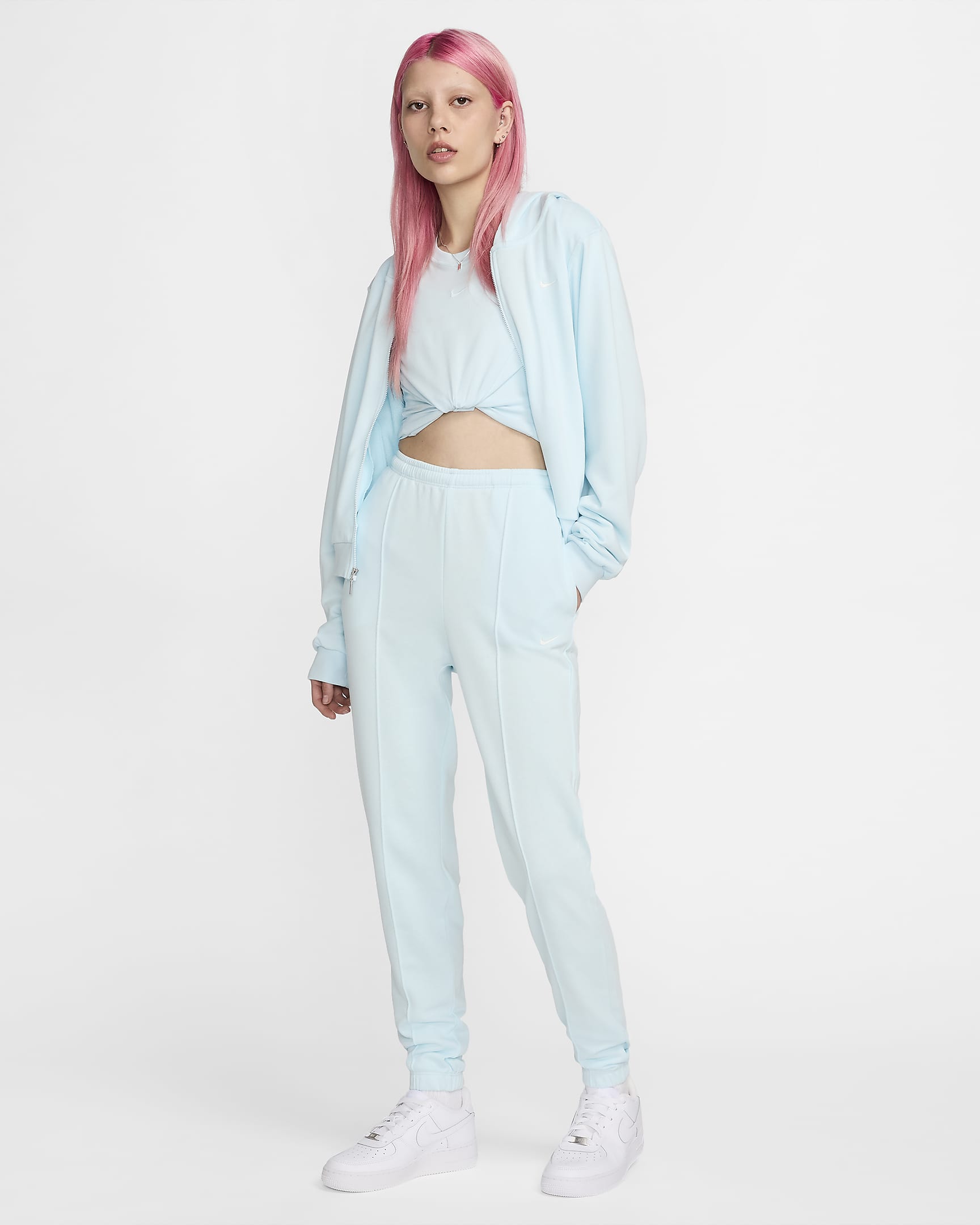 Nike Sportswear Chill Terry Hoddie aus French Terry mit durchgehendem Reißverschluss für Damen - Glacier Blue/Sail