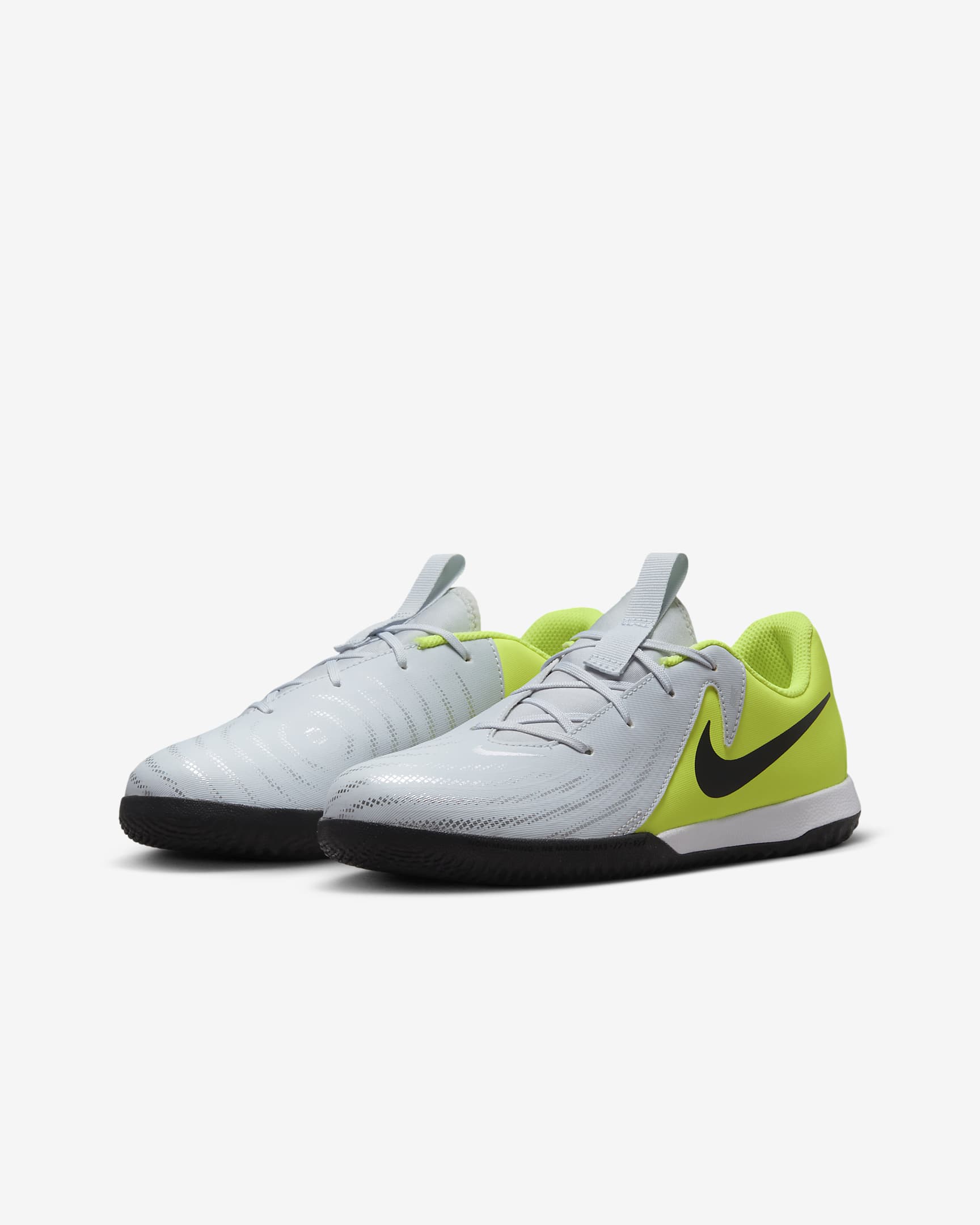 Nike Jr. Phantom GX 2 Academy Younger/Older Kids' IC Football Shoes - Metallic Silver/Volt/Black