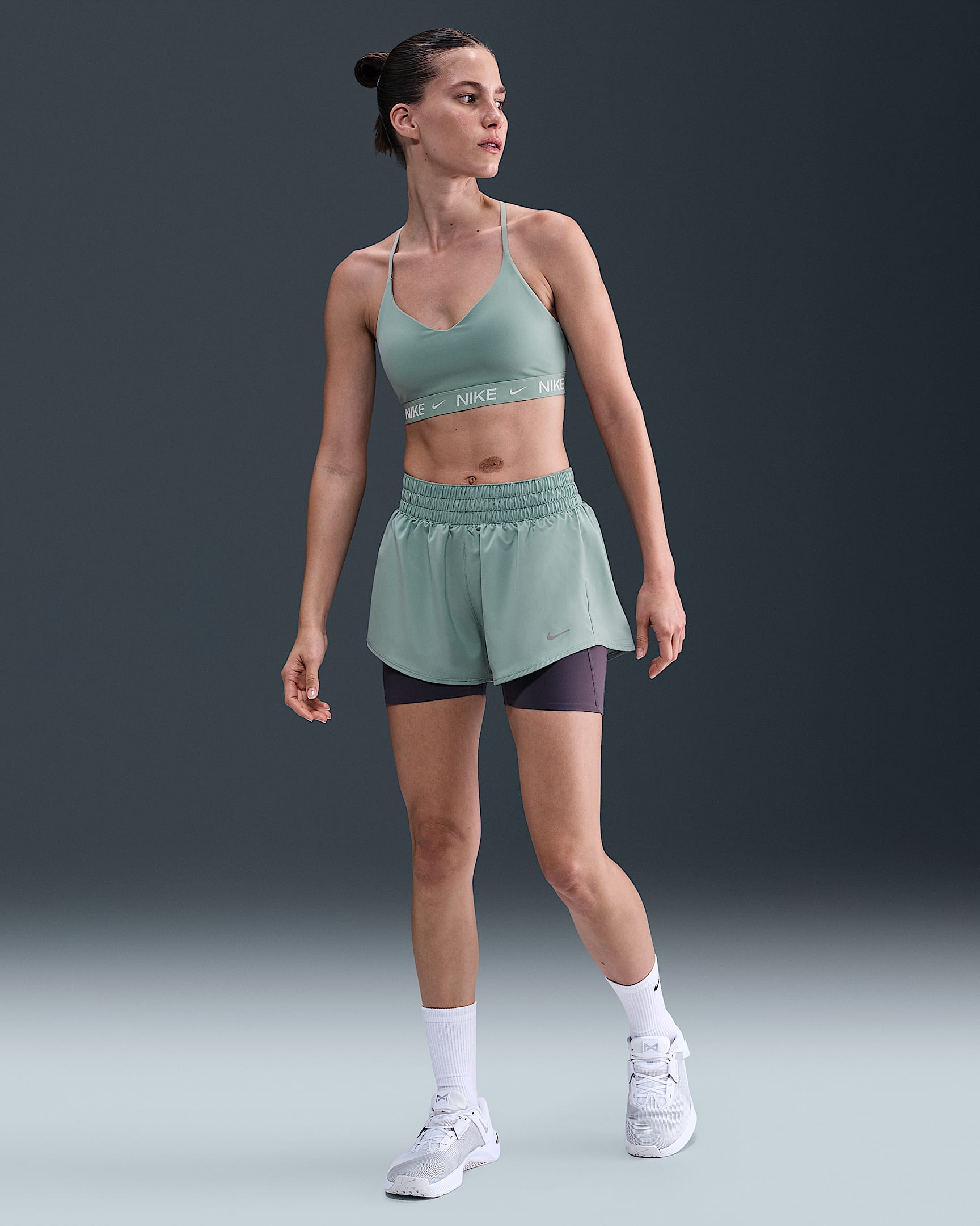 Nike One Women's Dri-FIT Mid-Rise 3" Brief-Lined Shorts - Cannon/White