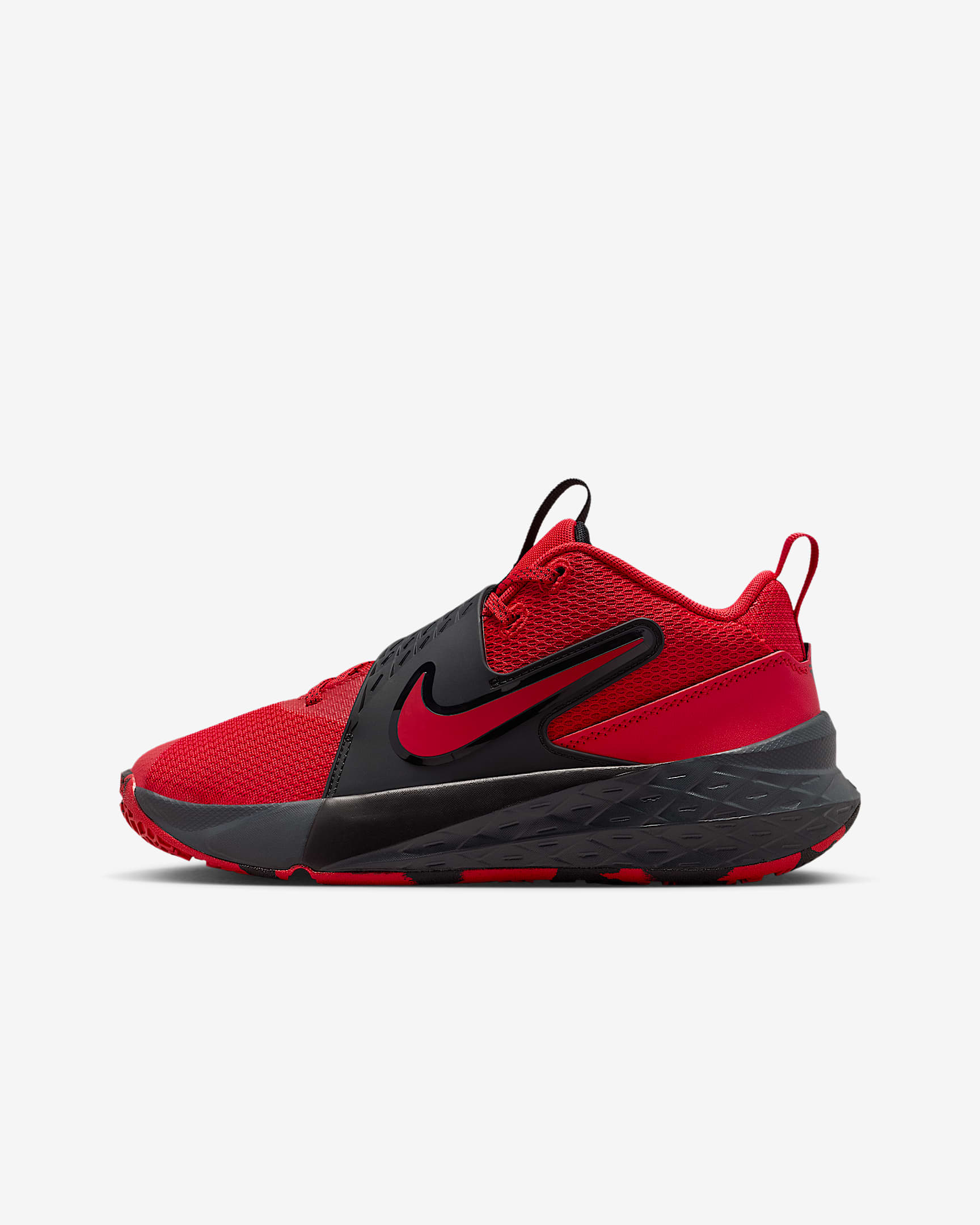 Buty do koszykówki dla dużych dzieci Nike Team Hustle D 12 - University Red/Czerń/Anthracite/University Red