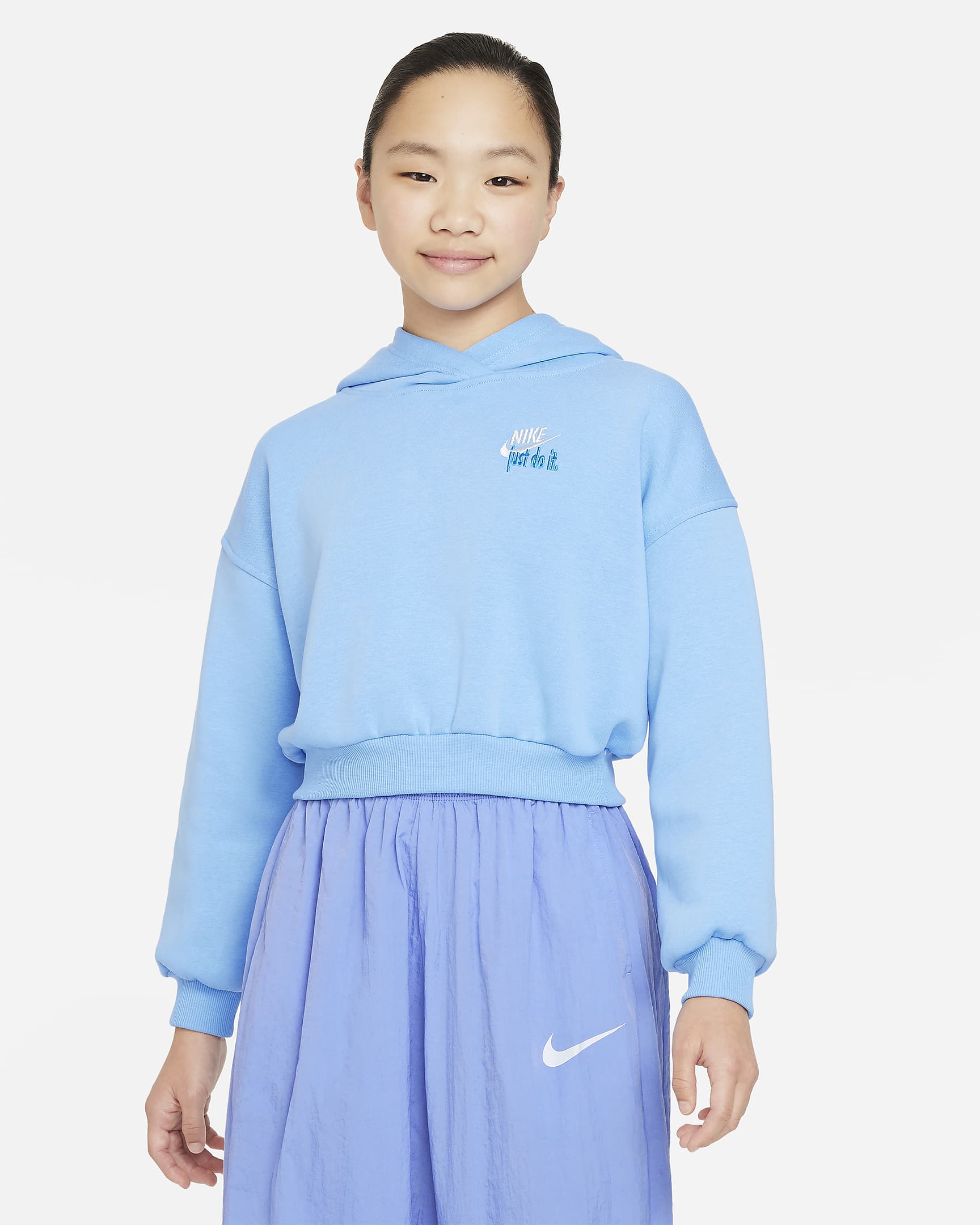 Nike Sportswear Club Fleece Big Kids' (Girls') Oversized Cropped Hoodie ...