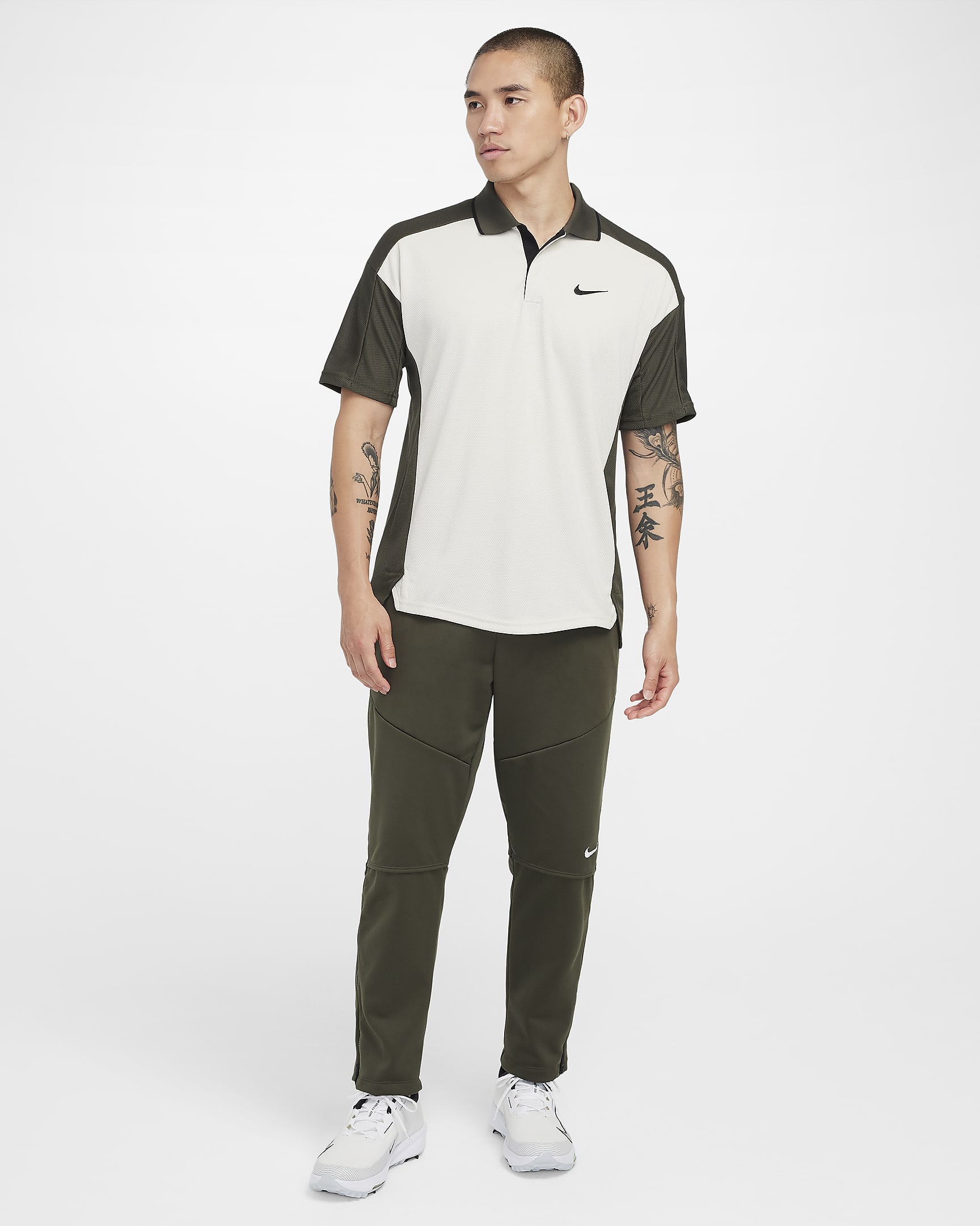 เสื้อโปโลกอล์ฟผู้ชาย Dri-FIT Nike Golf Club - Light Bone/Cargo Khaki/ดำ/ดำ