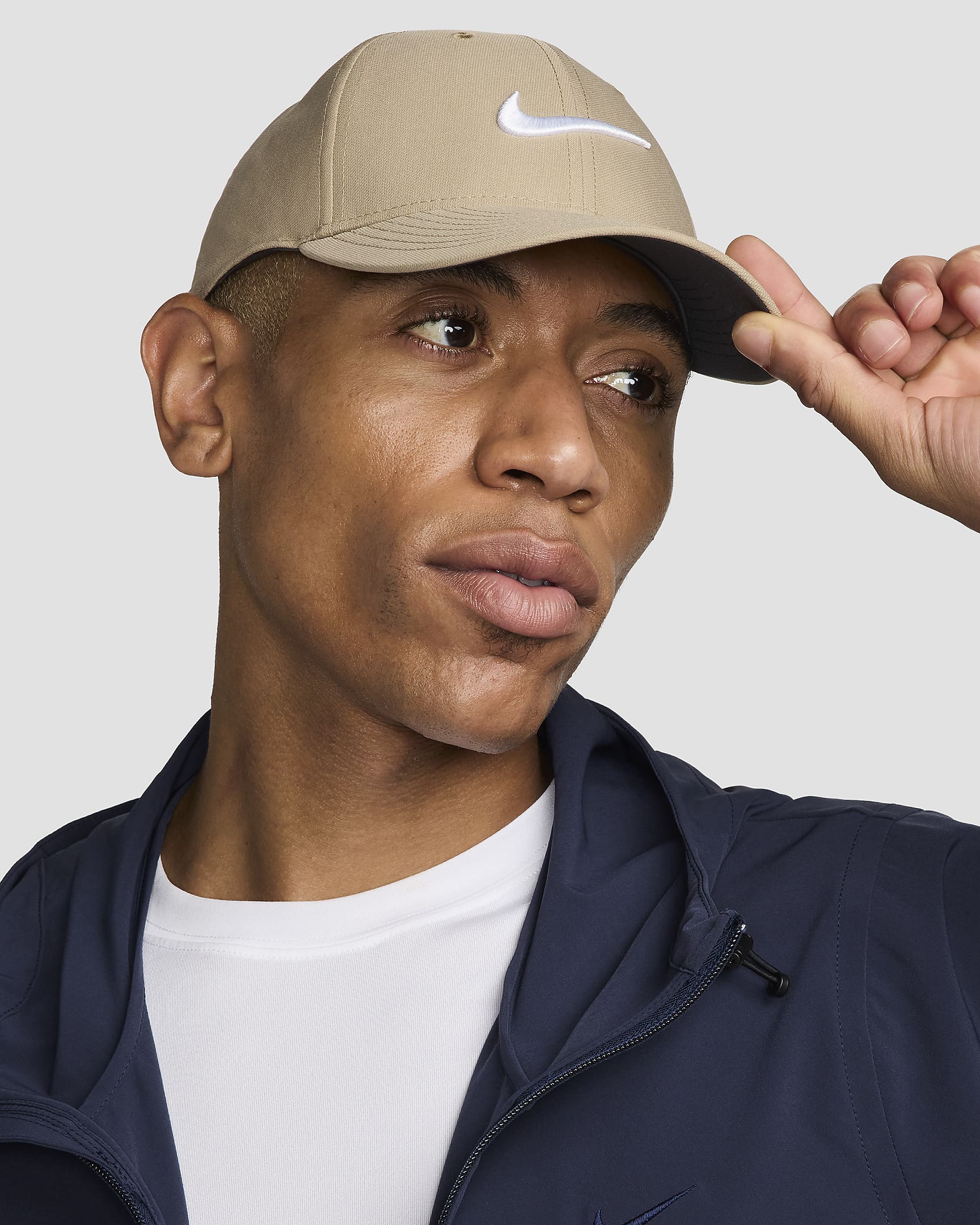 Nike Dri-FIT Club strukturált Swoosh sapka - Khaki/Fehér