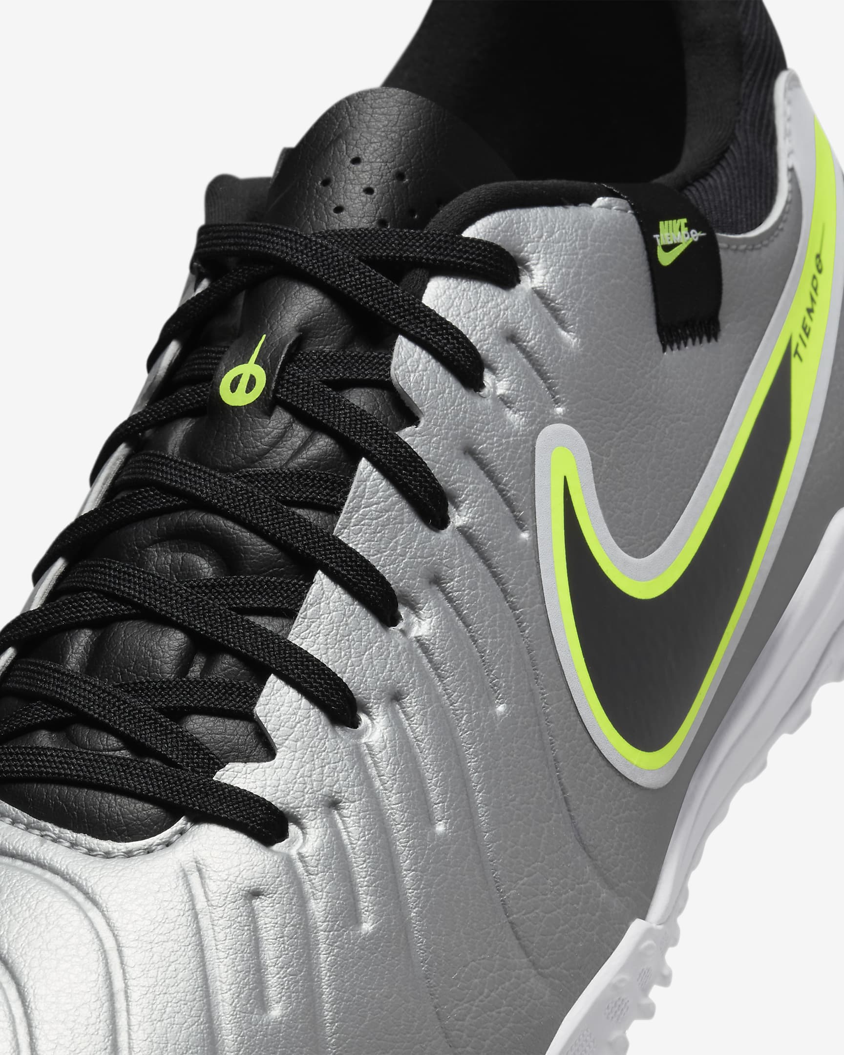 Nike Tiempo Legend 10 Academy Turf Low-Top Football Shoes - Metallic Silver/Volt/Black