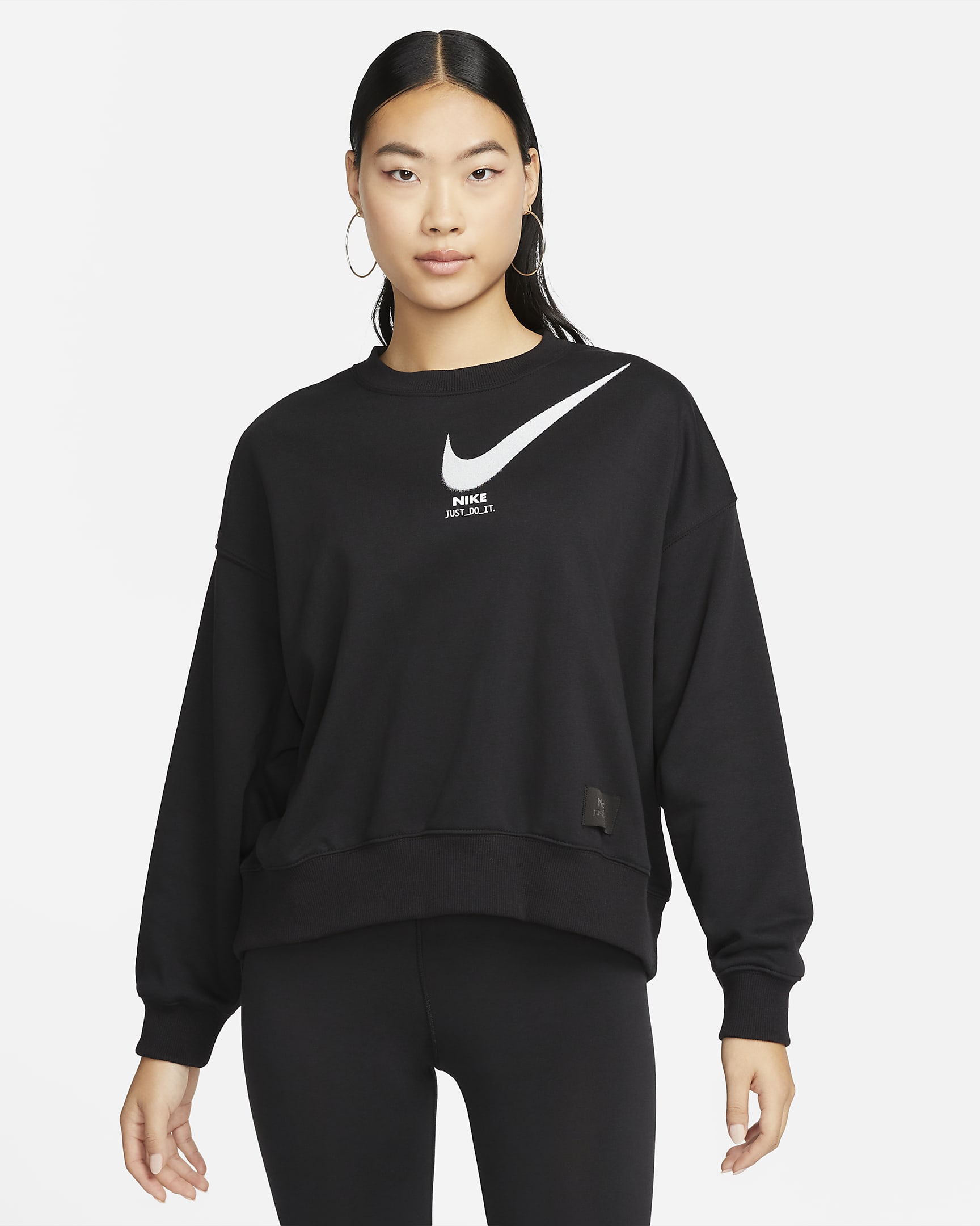 Nike Sportswear City Utility Women's Over-Oversized French Terry Crew-Neck Sweatshirt - Black/White