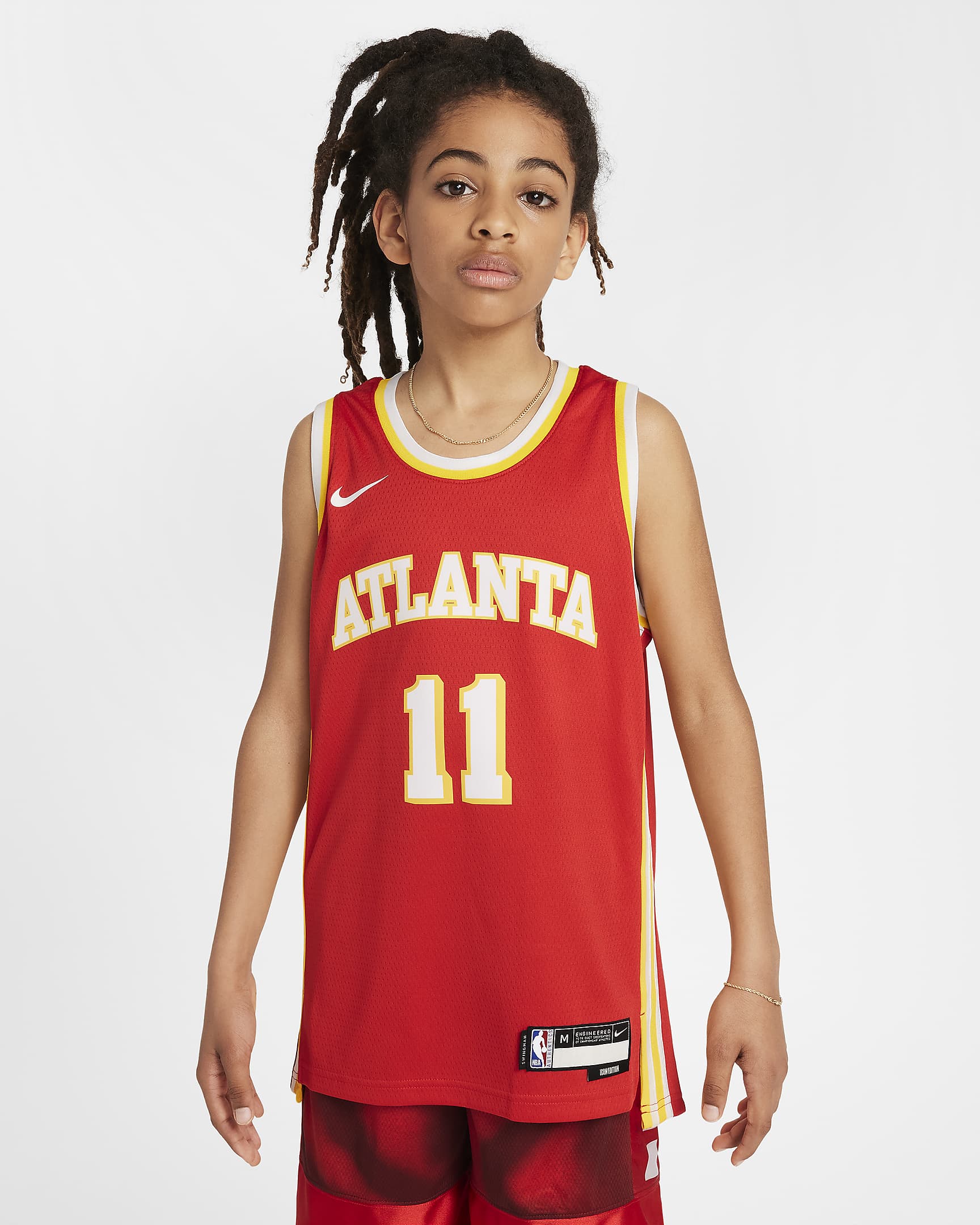 Atlanta Hawks 2023/24 Icon Edition Nike Swingman NBA-jersey voor kids - University Red