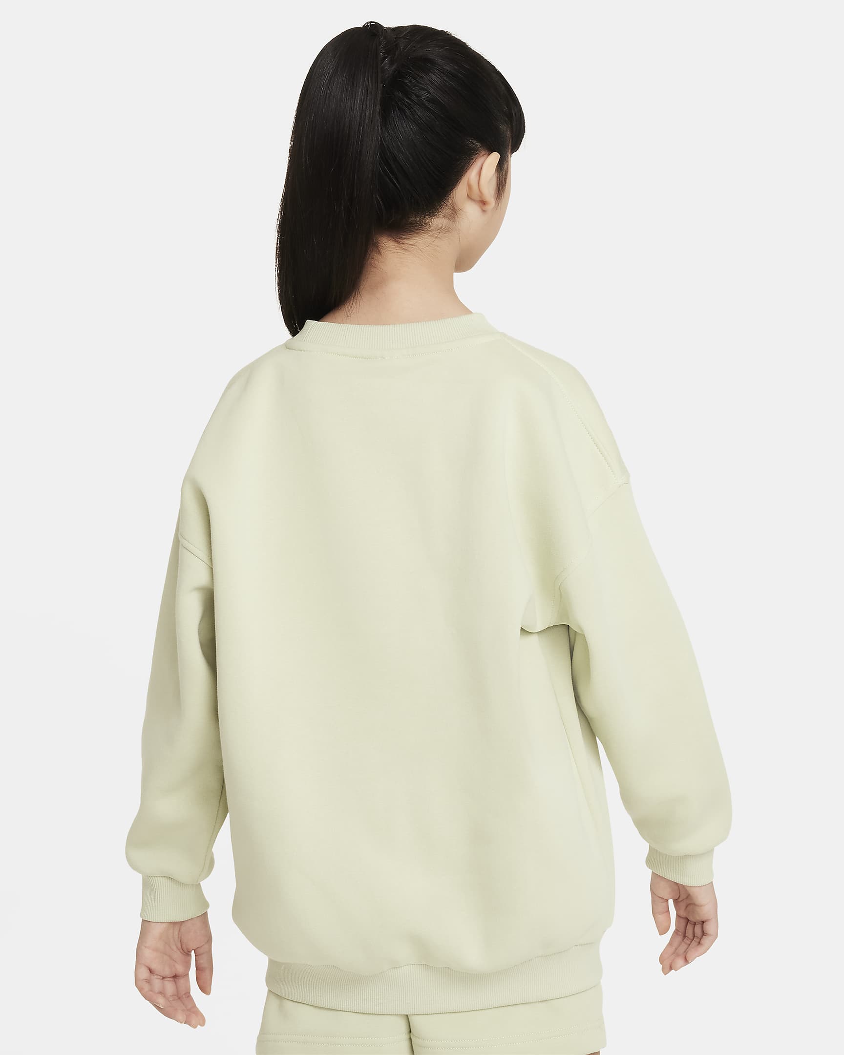 Bluza dresowa o kroju oversize dla dużych dzieci Nike Sportswear Club Fleece - Olive Aura/Biel