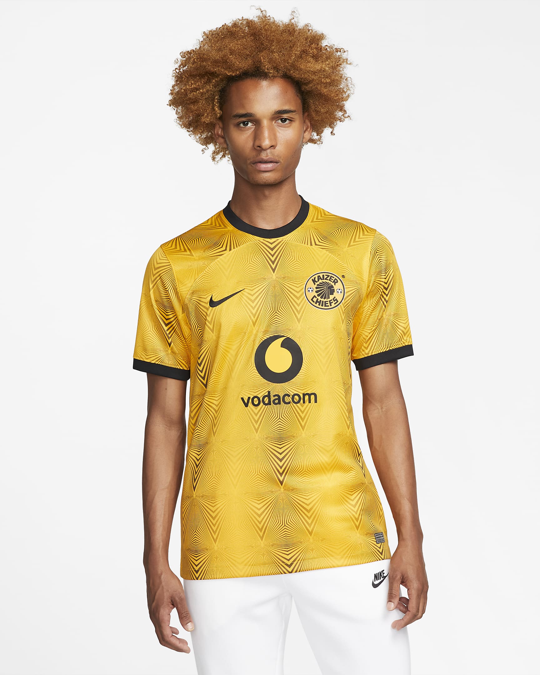 Kaizer Chiefs F.C. 2022/23 Stadium Home Nike Dri-FIT fotballdrakt til herre - Taxi/Taxi/Svart/Svart