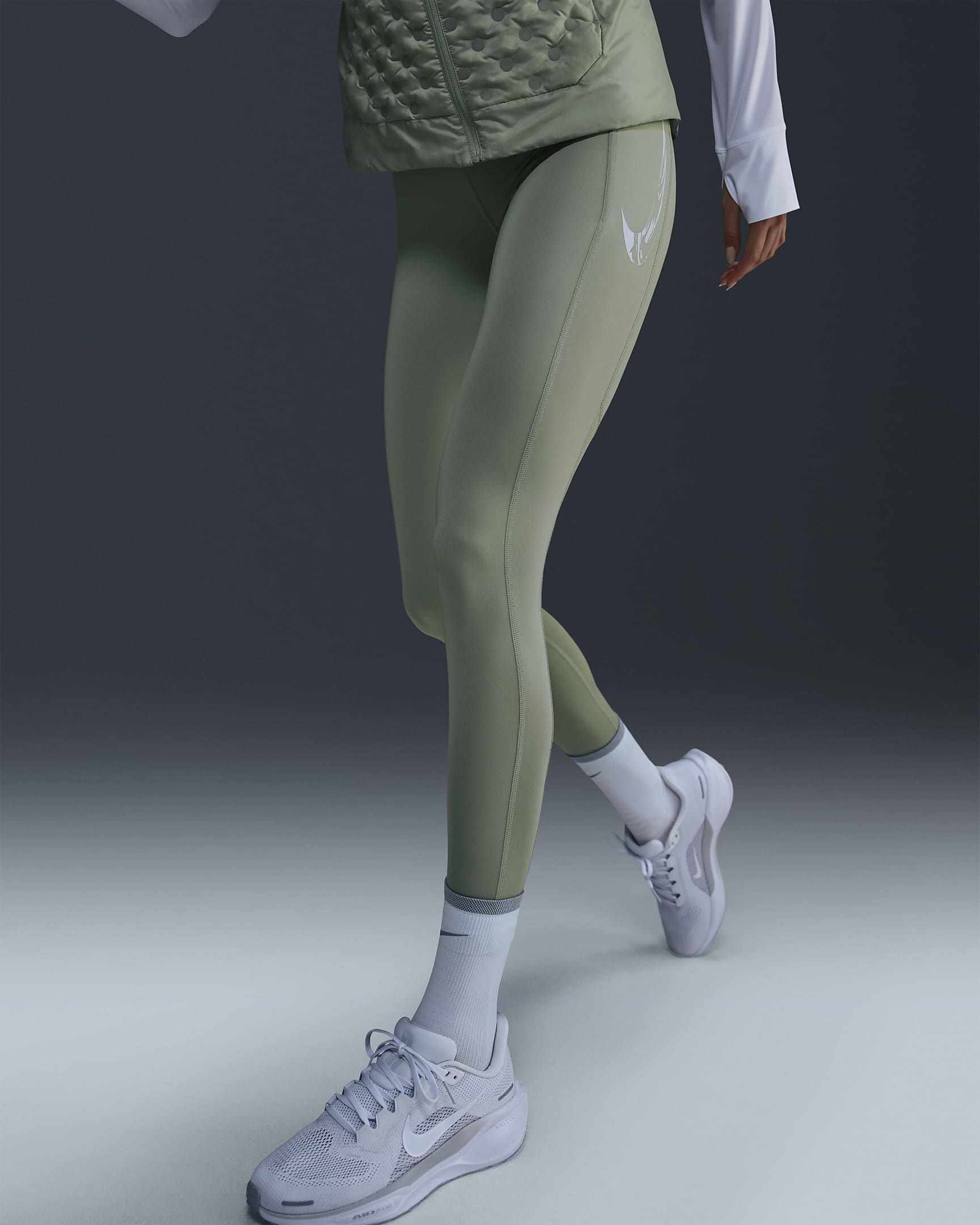 Legging de running 7/8 taille mi-haute avec poches Nike Fast pour femme - Jade Horizon/Light Silver