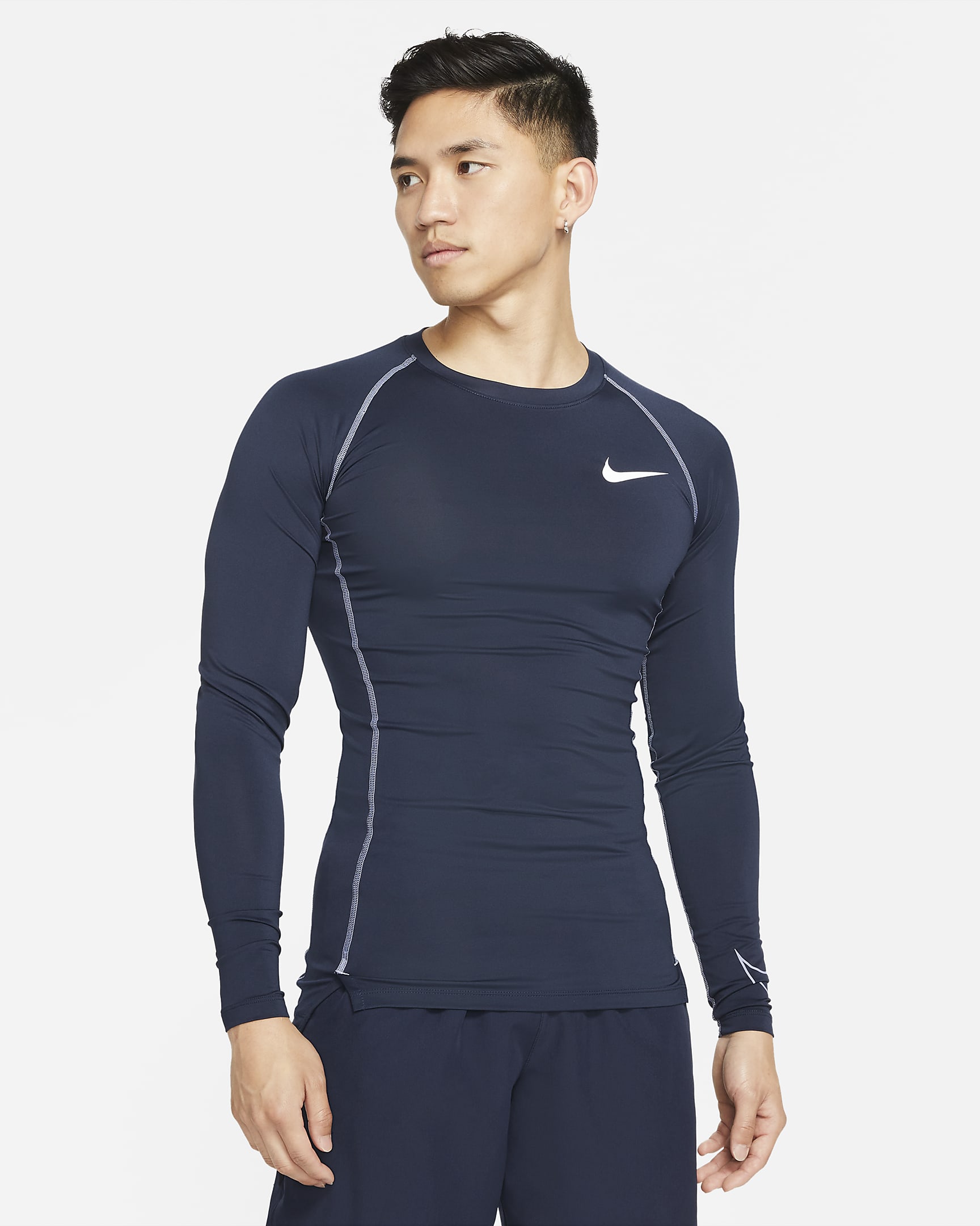 Nike Pro Dri-FIT Men's Tight Fit Long-Sleeve Top - Obsidian/Iron Purple/Iron Purple