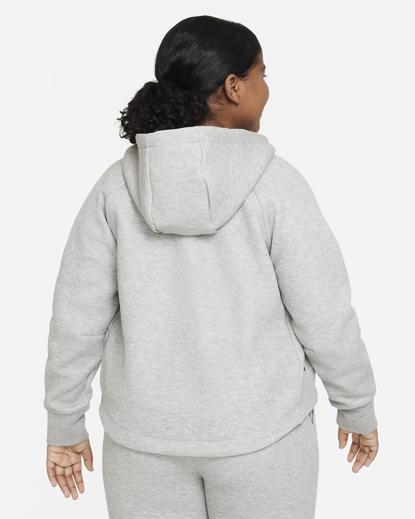 Nike Sportswear Tech Fleece Older Kids' (Girls') Full-Zip Hoodie (Extended Size) - Dark Grey Heather/Black/Black