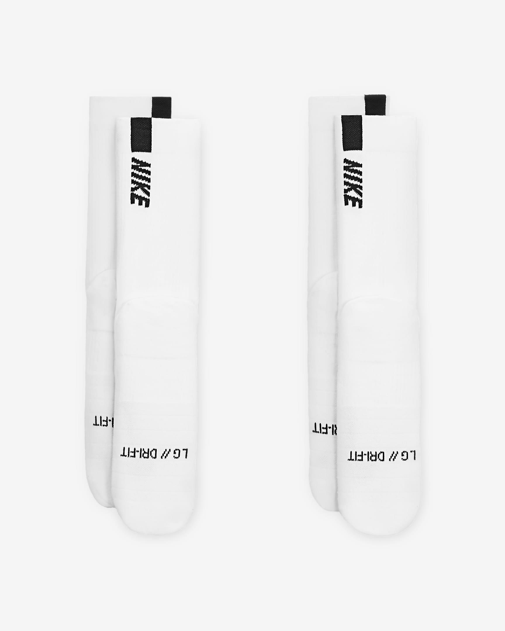 Nike Multiplier Crew Socks (2 Pairs) - White/Black