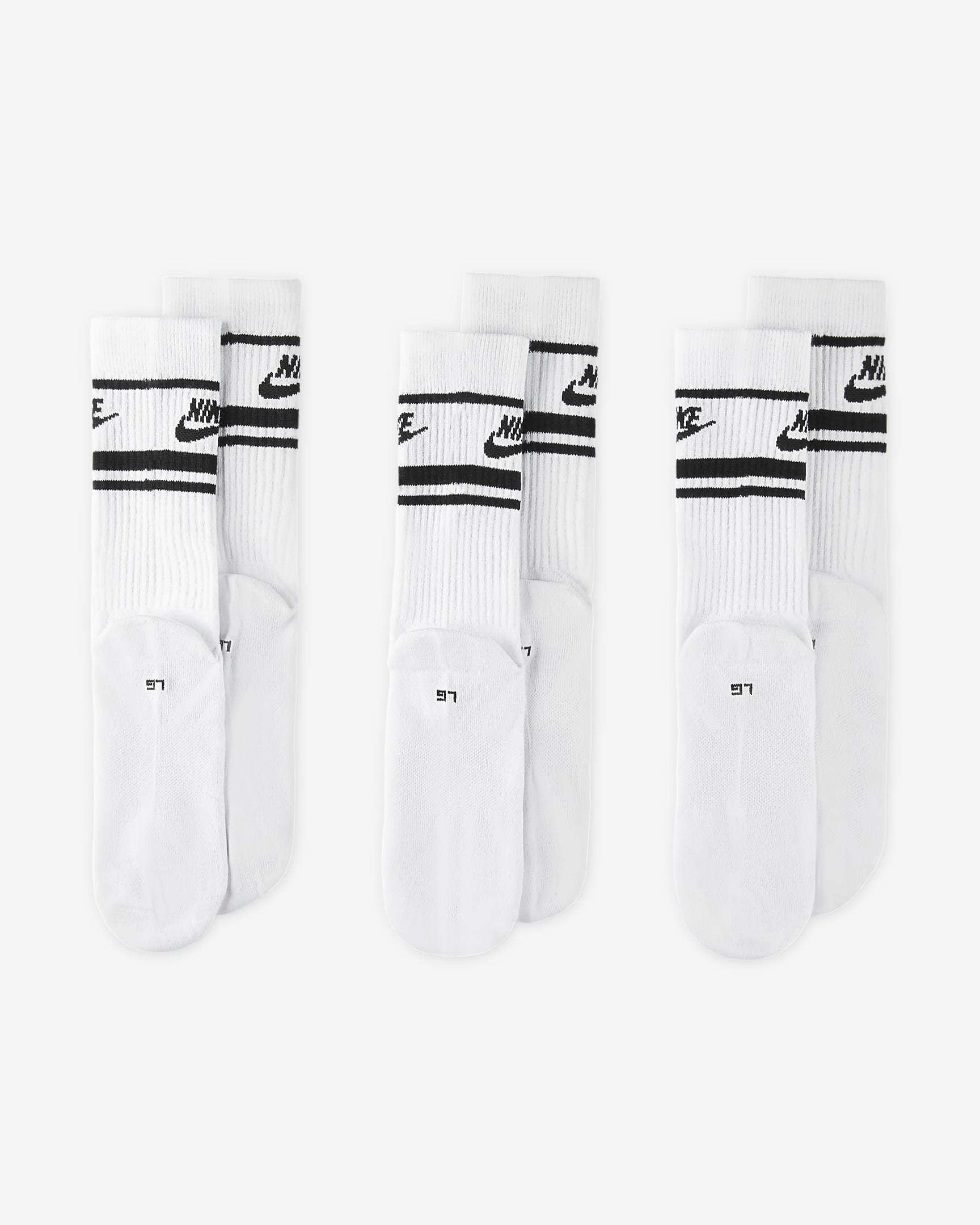 Nike Sportswear Dri-FIT Everyday Essential Crew-Socken (3 Paar) - Weiß/Schwarz/Schwarz