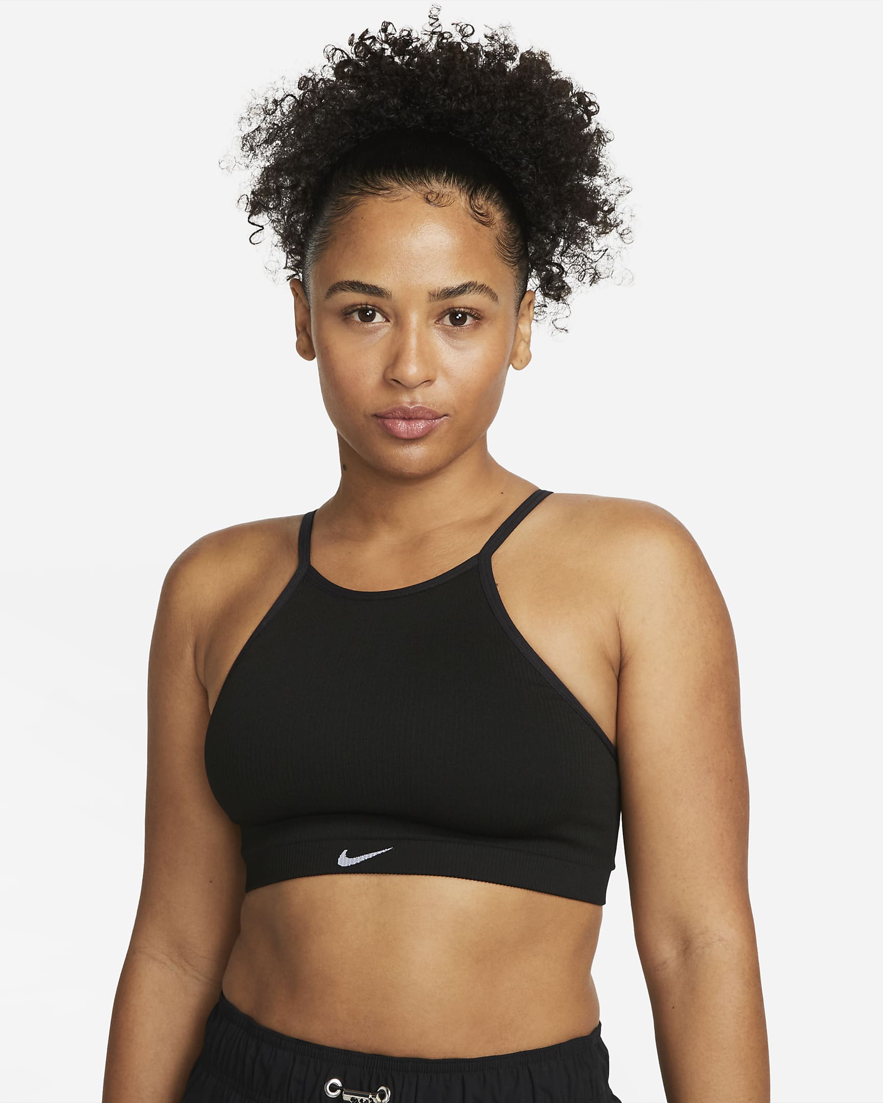 Nike Indy Seamless Ribbed Women's Light-Support Non-Padded Sports Bra - Black/White