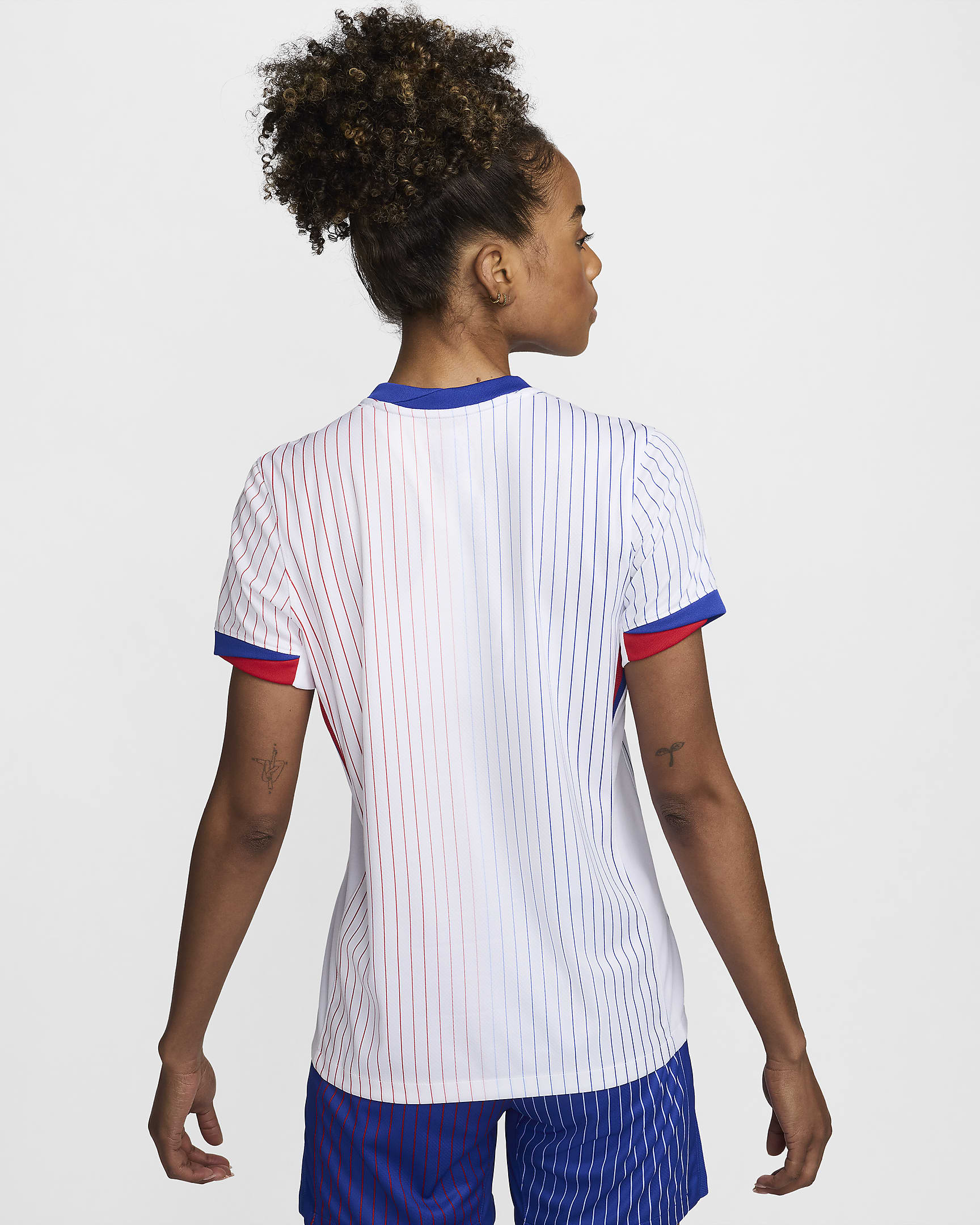 FFF (Men's Team) 2024/25 Stadium Away Women's Nike Dri-FIT Football Replica Shirt - White/Bright Blue/University Red/Bright Blue