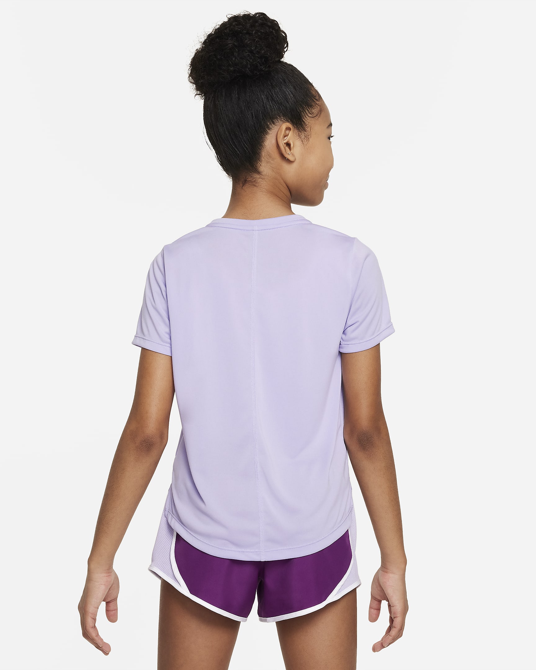 Nike One Dri-FIT Kurzarm-Trainingsoberteil für ältere Kinder (Mädchen) - Hydrangeas/Weiß