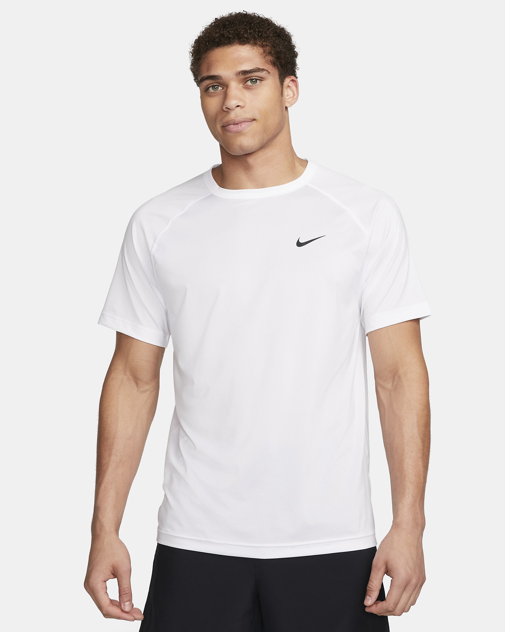 Męska koszulka z krótkim rękawem do fitnessu Dri-FIT Nike Ready - Biel/Czerń