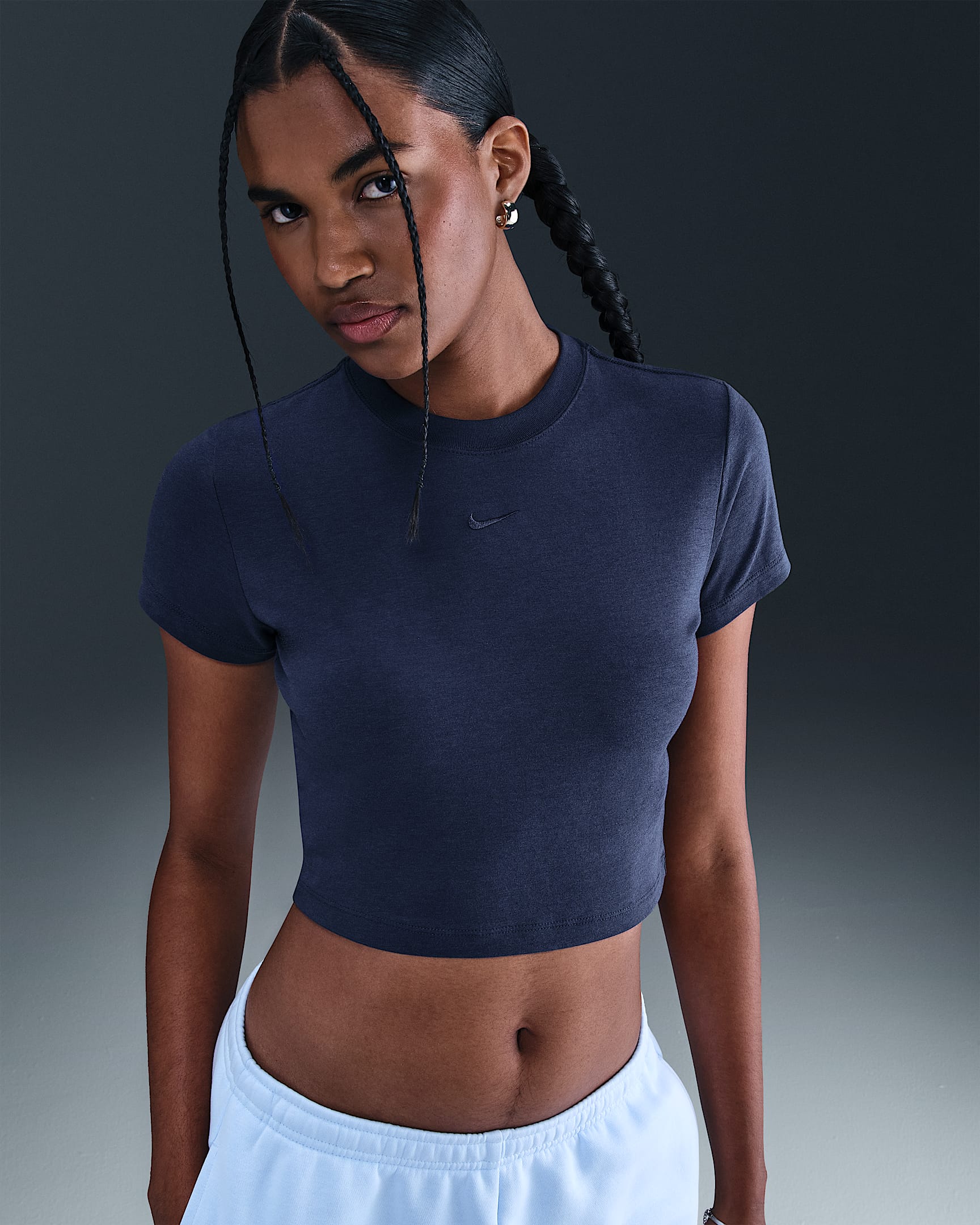 Nike Sportswear Chill Knit Women's Cropped T-Shirt - Midnight Navy
