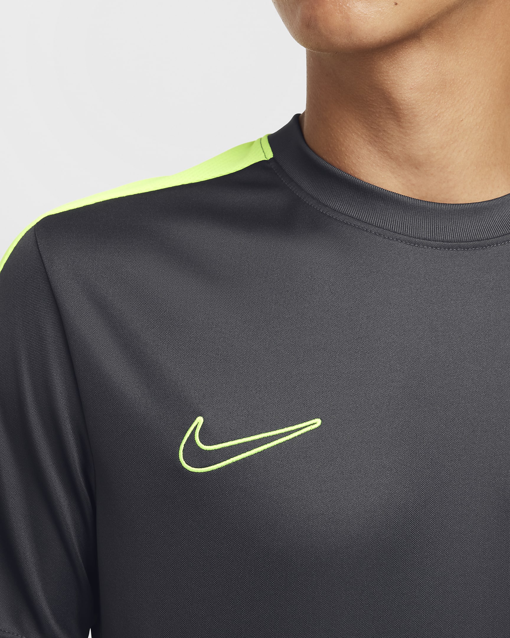 Męska koszulka piłkarska z krótkim rękawem Dri-FIT Nike Academy - Anthracite/Volt/Volt