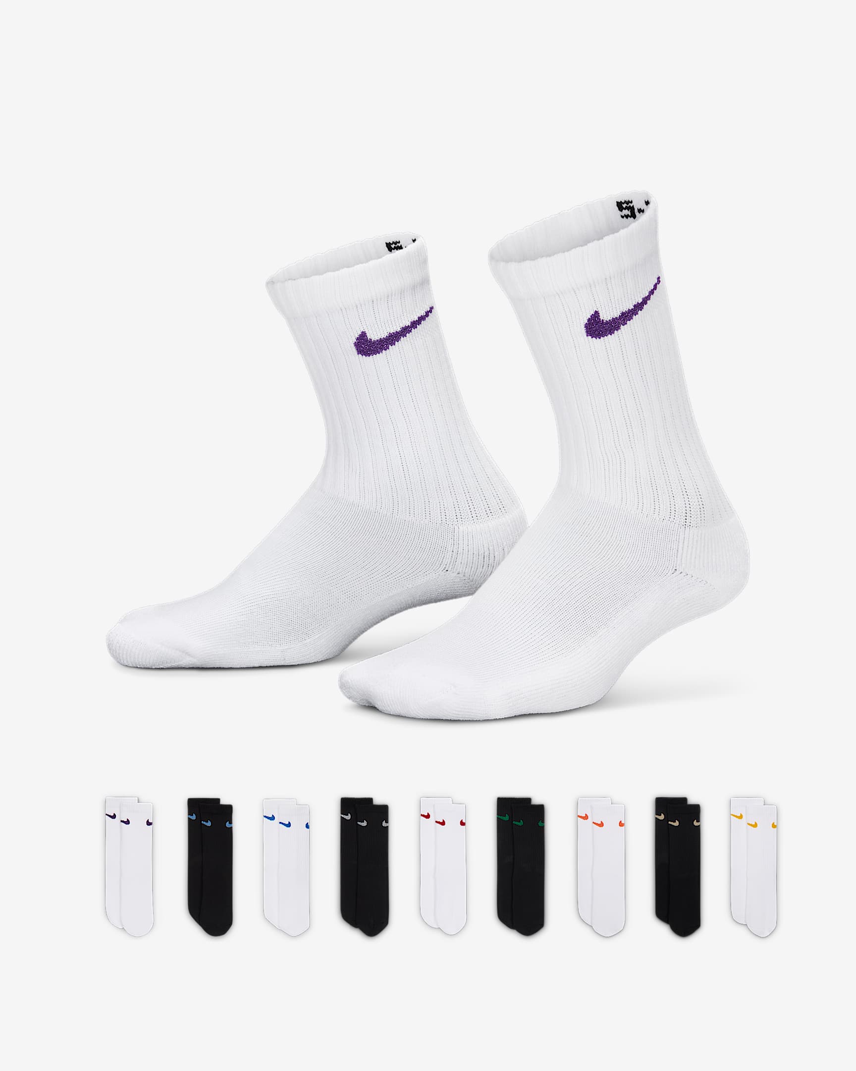 Caja de conjunto de calcetas Holiday (9 pares) para niños talla pequeña Nike - Blanco