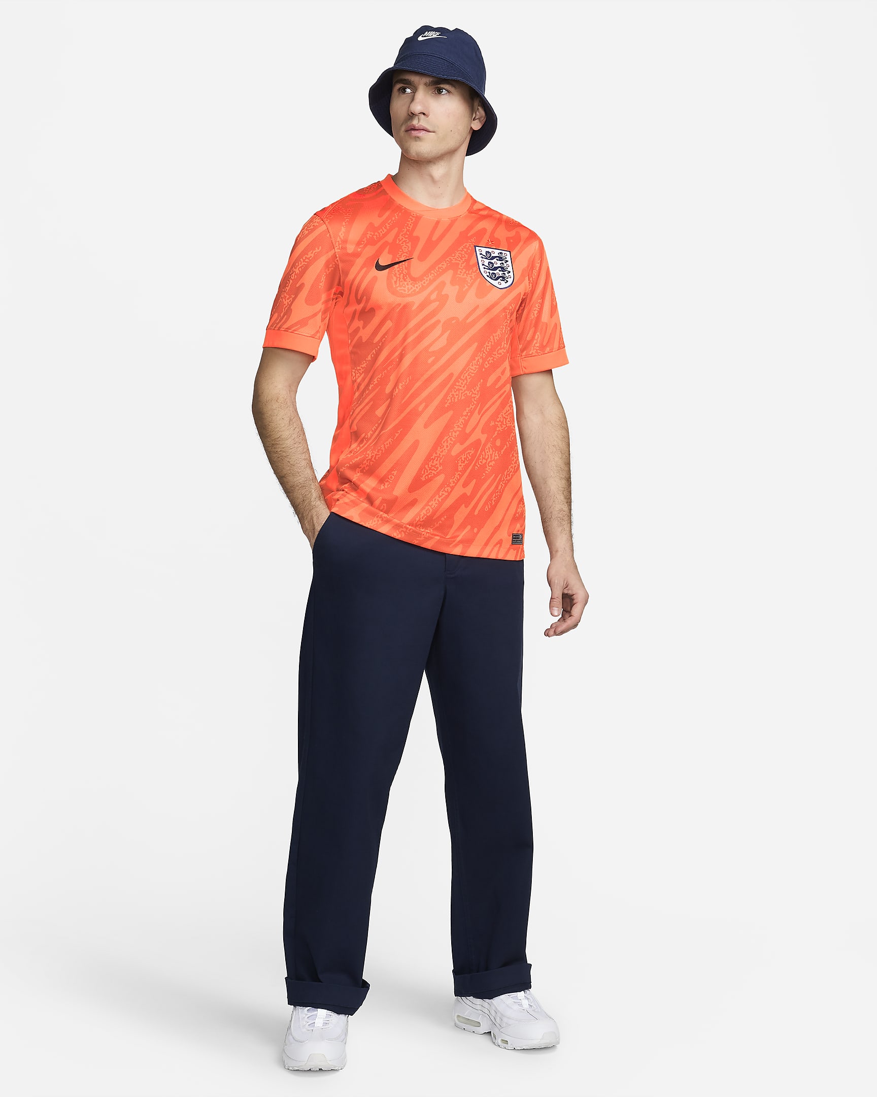 Męska koszulka piłkarska z krótkim rękawem Nike Dri-FIT Anglia (drużyna męska) Stadium Goalkeeper 2024/25 – replika - Total Orange/Safety Orange/Czerń