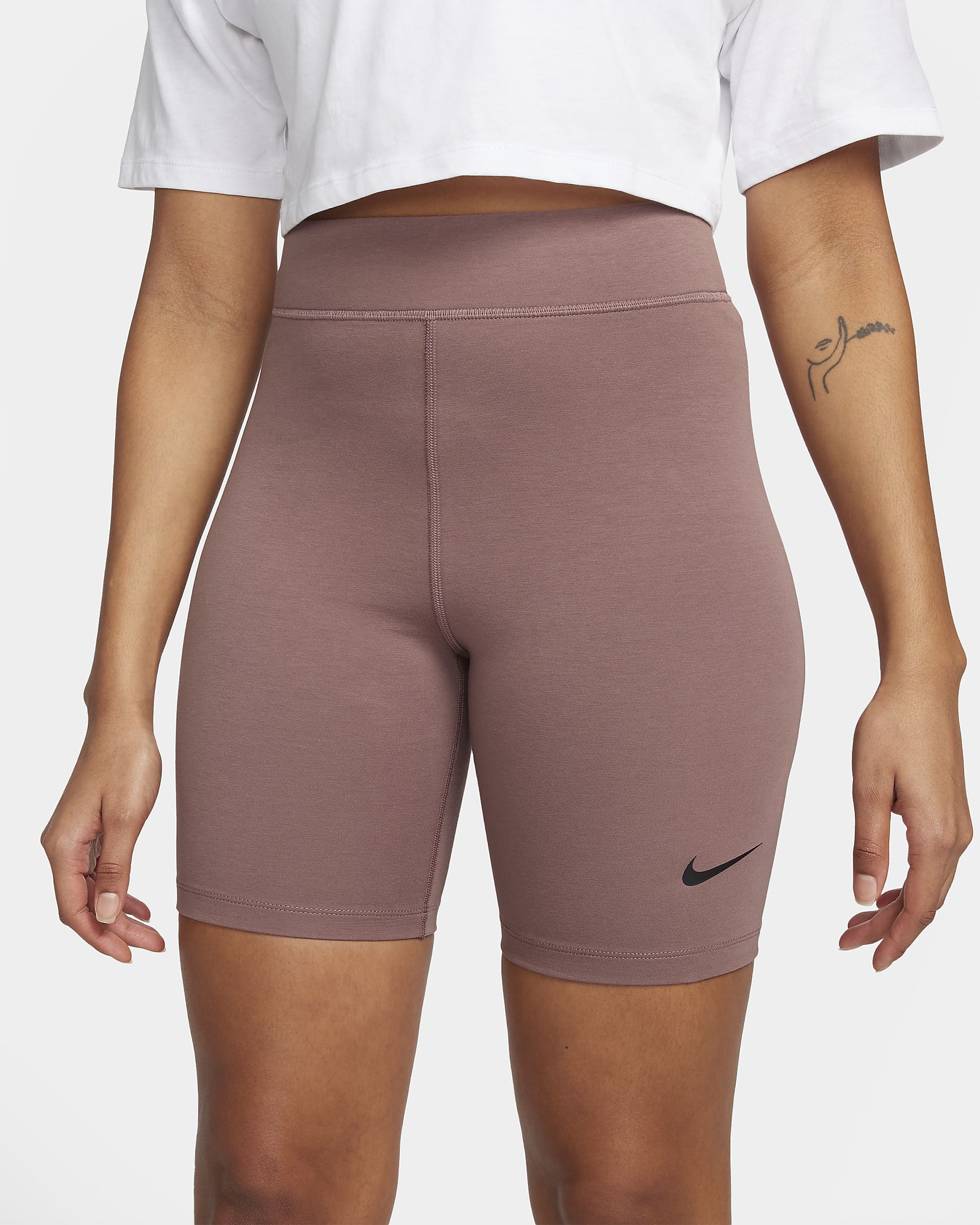 Nike Sportswear Classic Women's High-Waisted 8" Biker Shorts - Smokey Mauve/Black