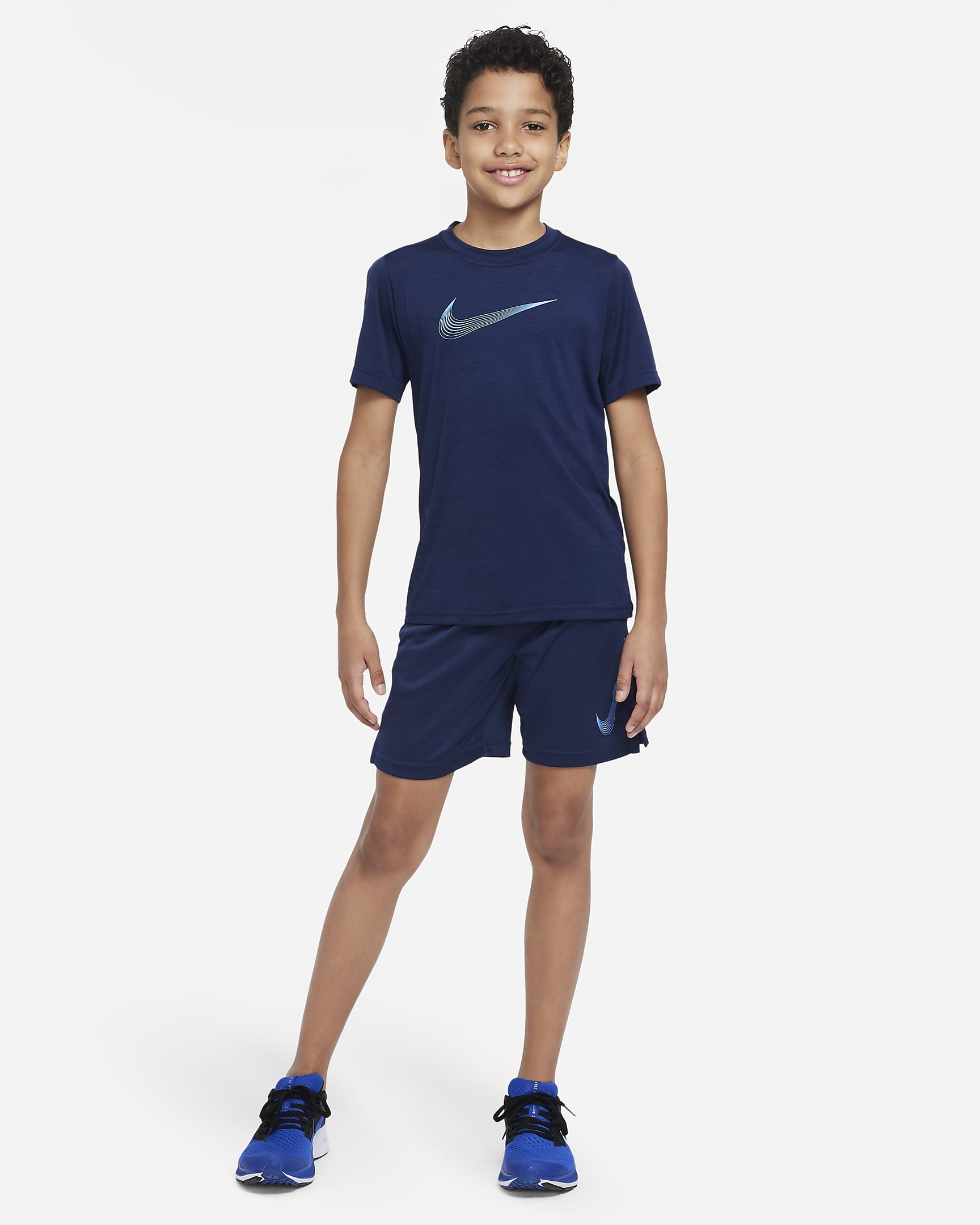 Nike Dri-FIT Older Kids' (Boys') Short-Sleeve Training Top - Midnight Navy/University Blue