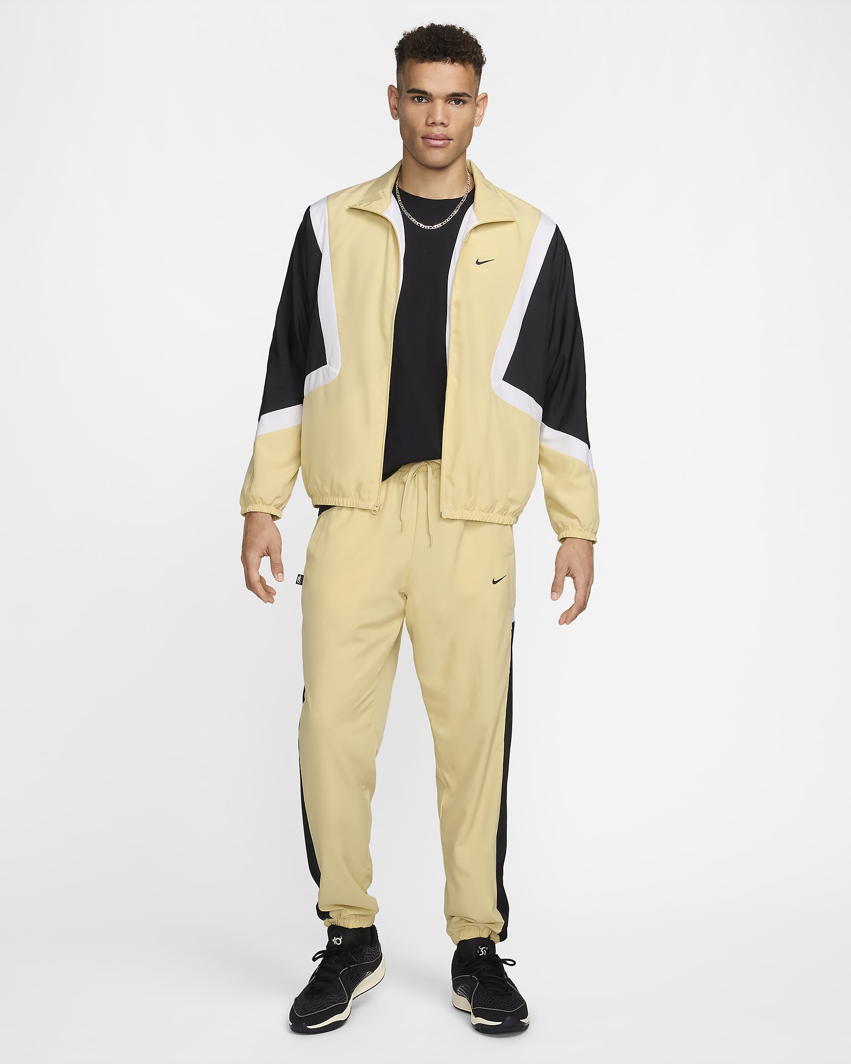 Pantaloni in tessuto da basket Nike Icon – Uomo - Team Gold/Nero/Bianco/Nero