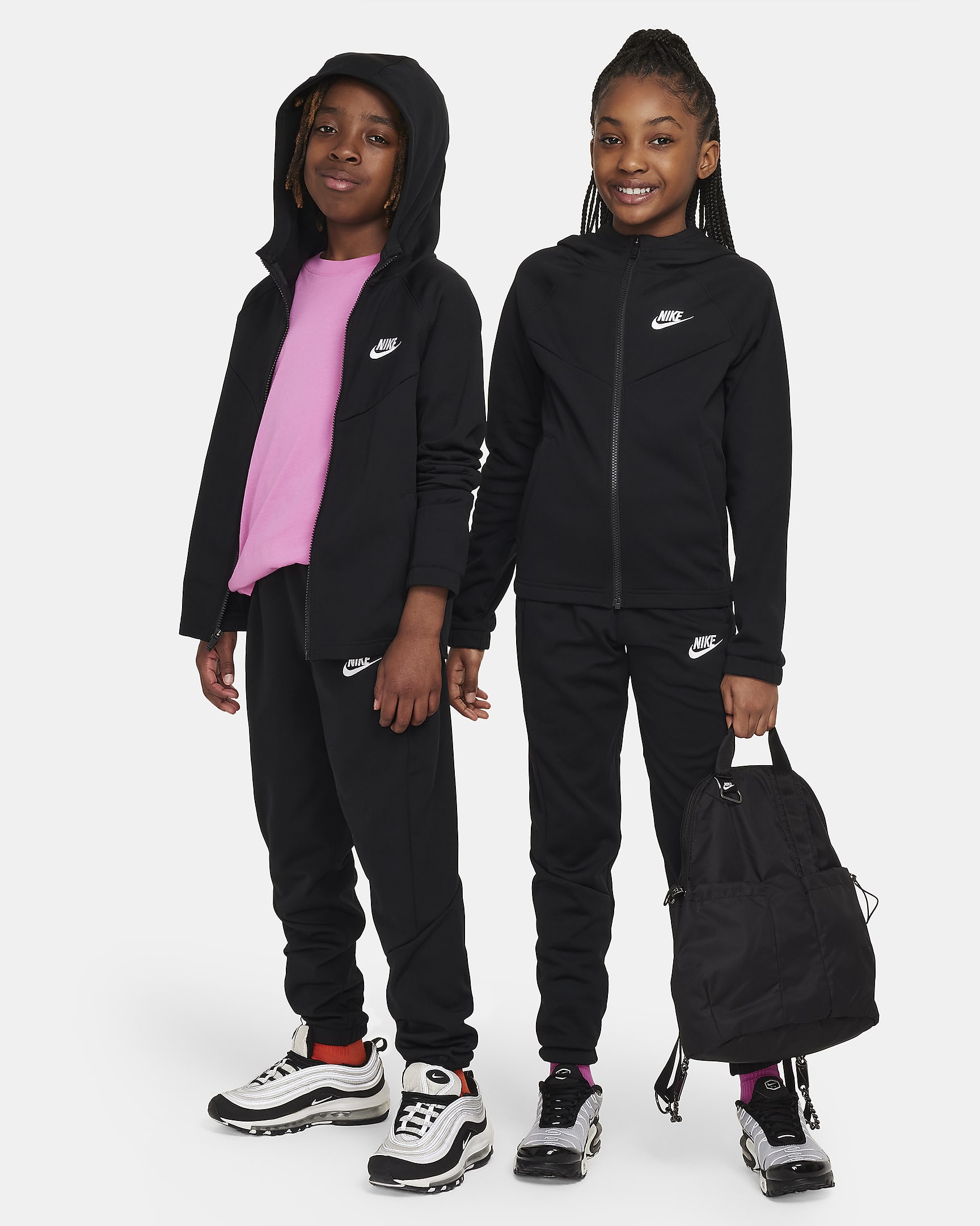 Nike Sportswear Trainingsanzug für ältere Kinder - Schwarz/Schwarz/Weiß