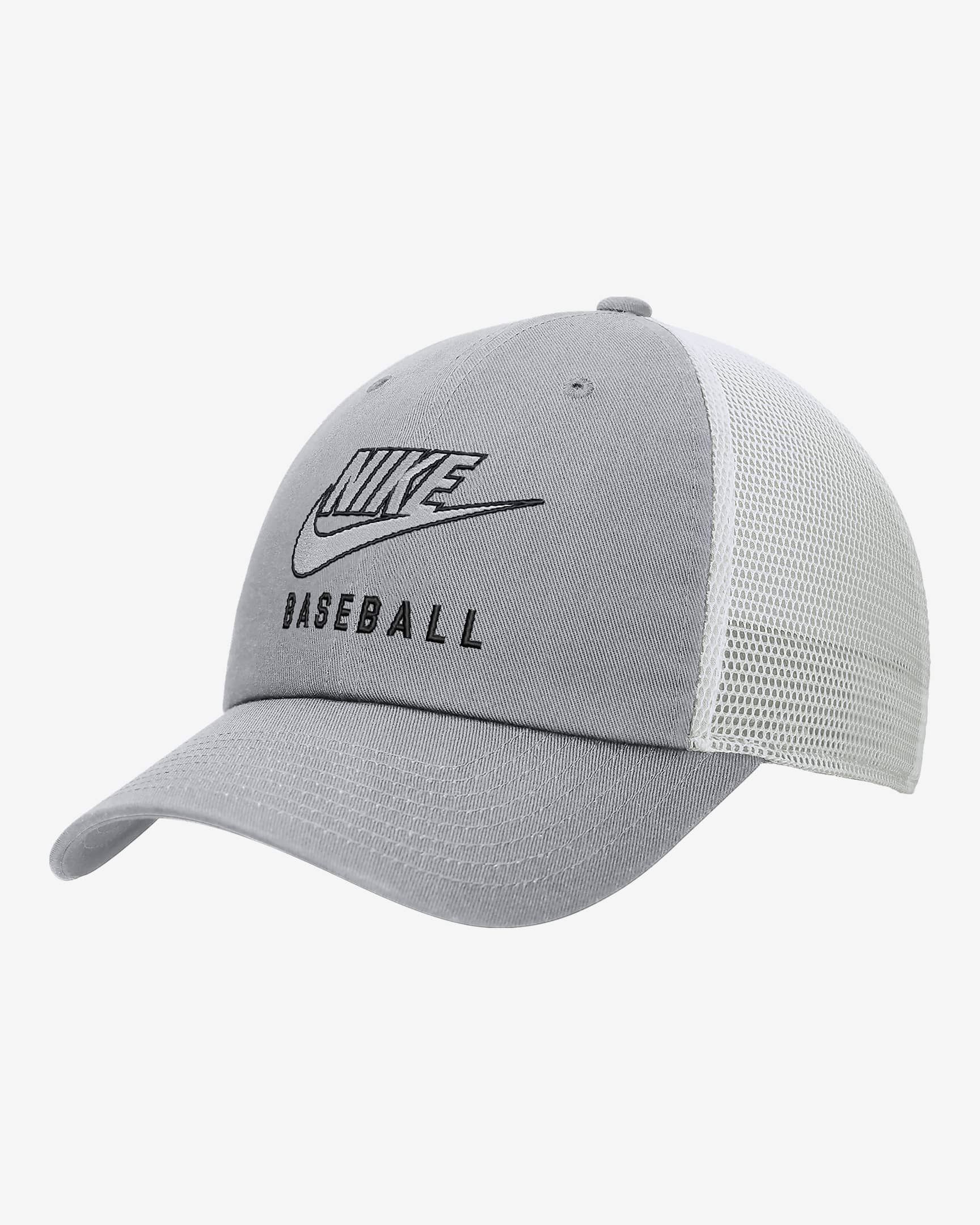 Nike Club Unstructured Baseball Swoosh Trucker Cap - Wolf Grey