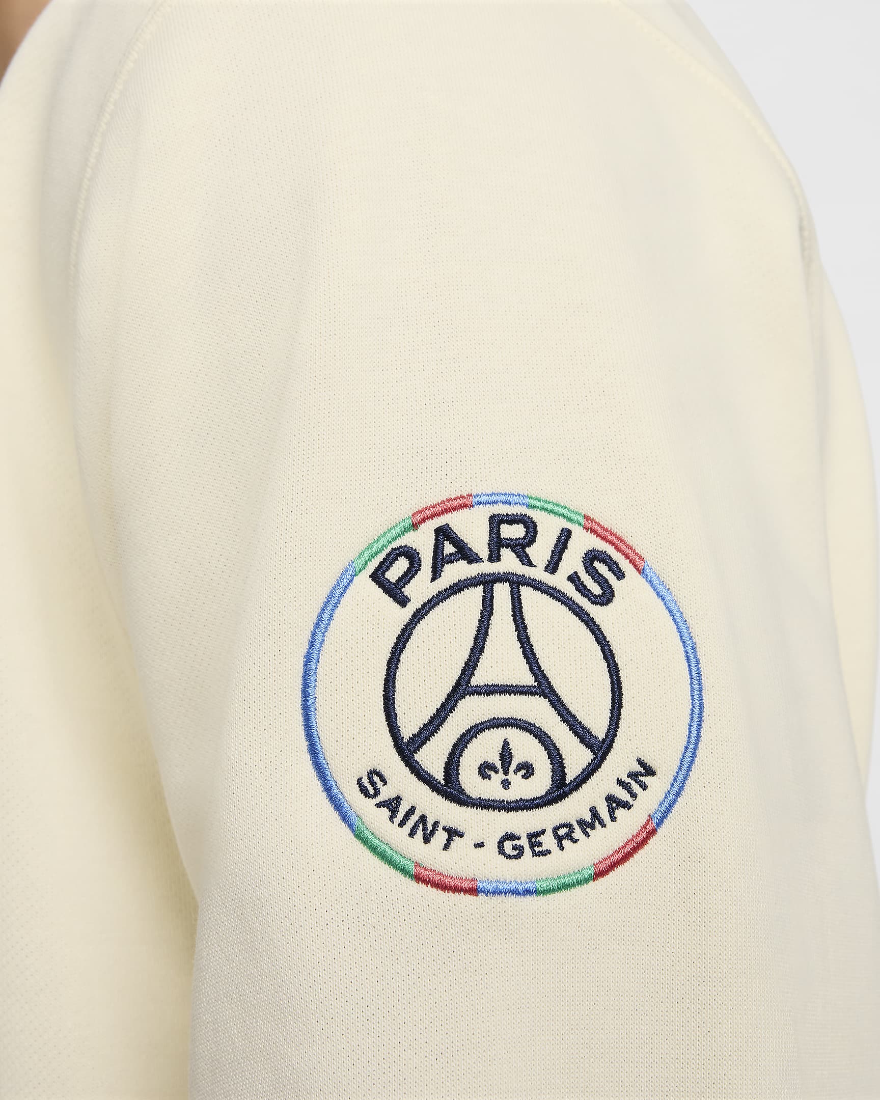 Paris Saint-Germain Club Men's Nike Football French Terry Crew-Neck Sweatshirt - Coconut Milk/Midnight Navy