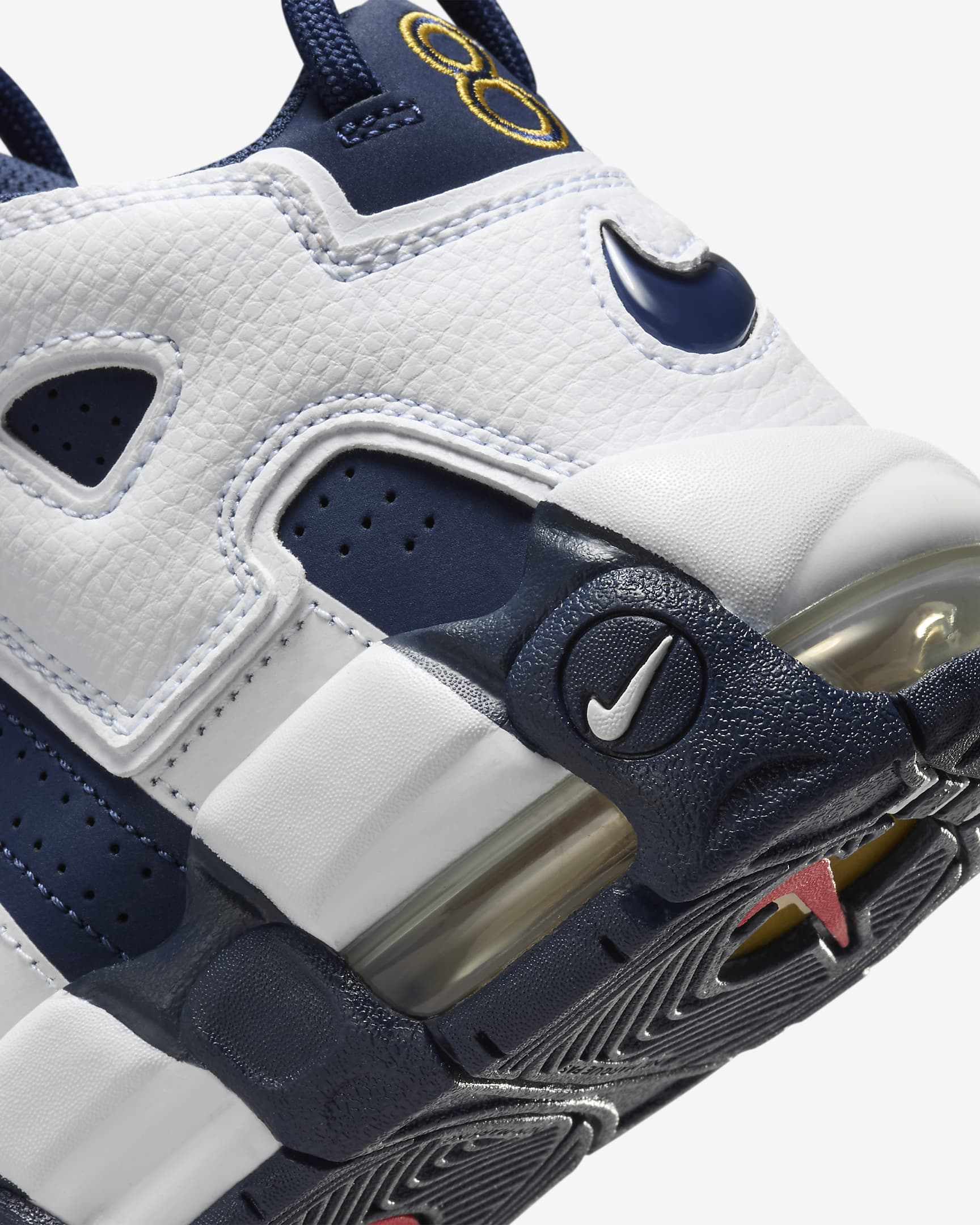 Nike Air More Uptempo Older Kids' Shoes - White/Metallic Gold/University Red/Midnight Navy