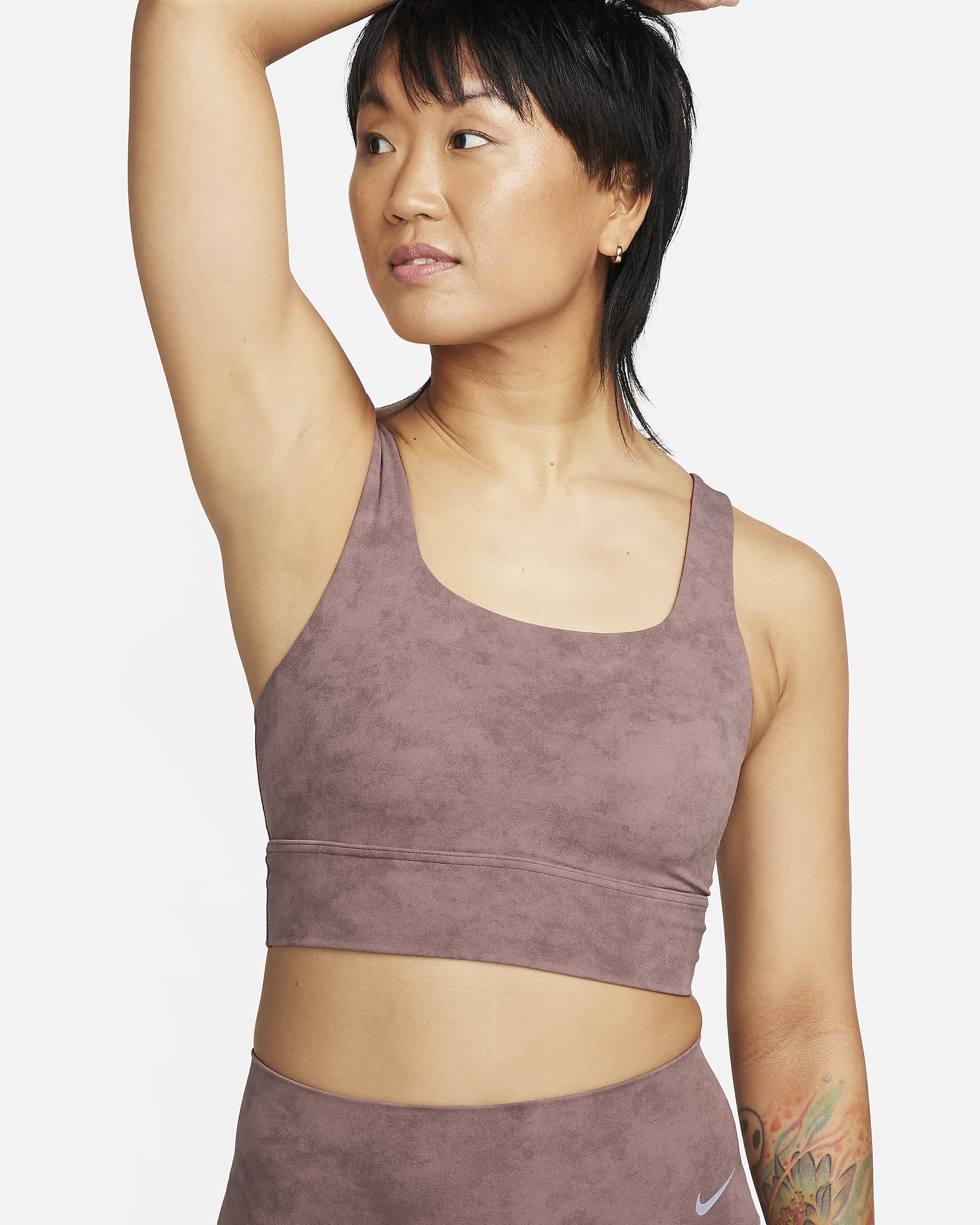 Nike Zenvy Tie-Dye Women's Medium-Support Padded Longline Sports Bra - Smokey Mauve/Smokey Mauve/Plum Eclipse