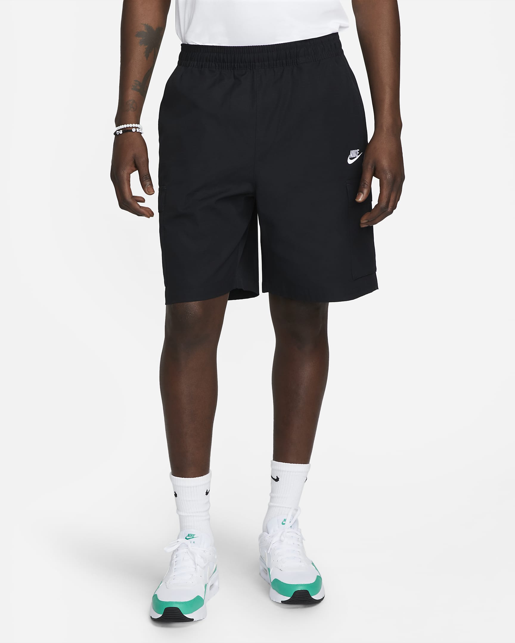 Short cargo tissé Nike Club pour homme - Noir/Blanc