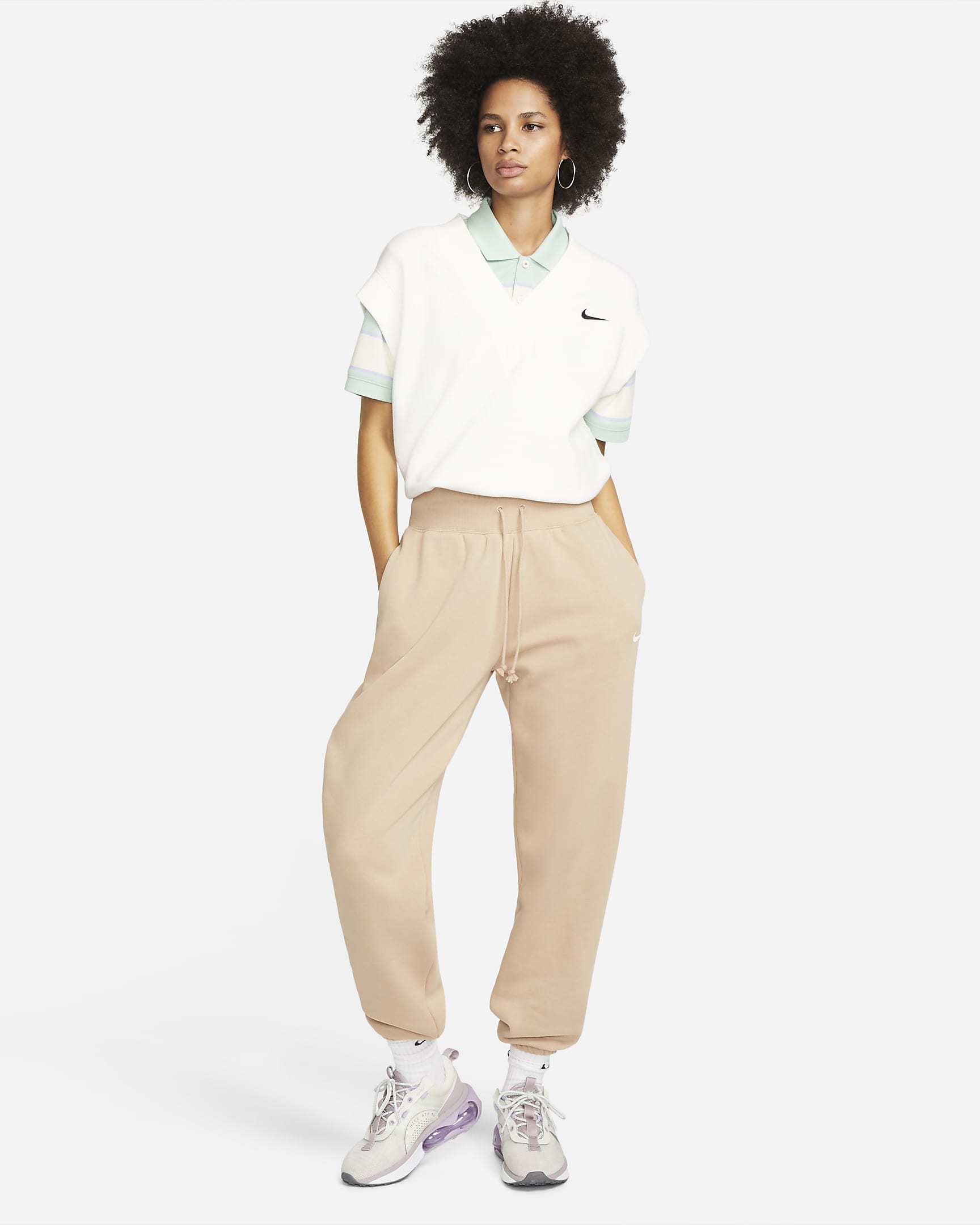 Pantalon de survêtement oversize à taille haute Nike Sportswear Phoenix Fleece pour Femme - Hemp/Sail