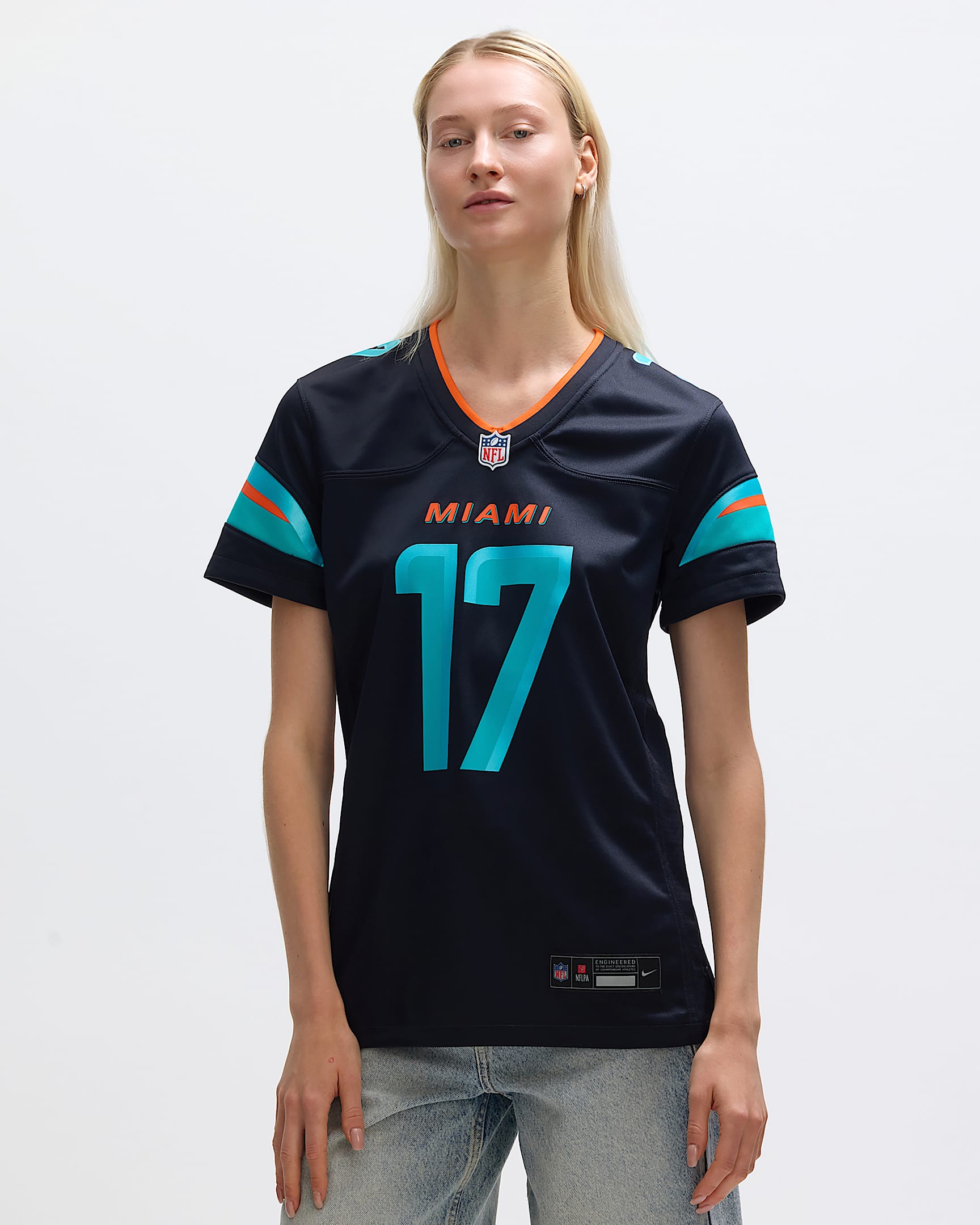 Jersey Nike de la NFL Game para mujer Jaylen Waddle Miami Dolphins Rivalries Collection - Azul marino