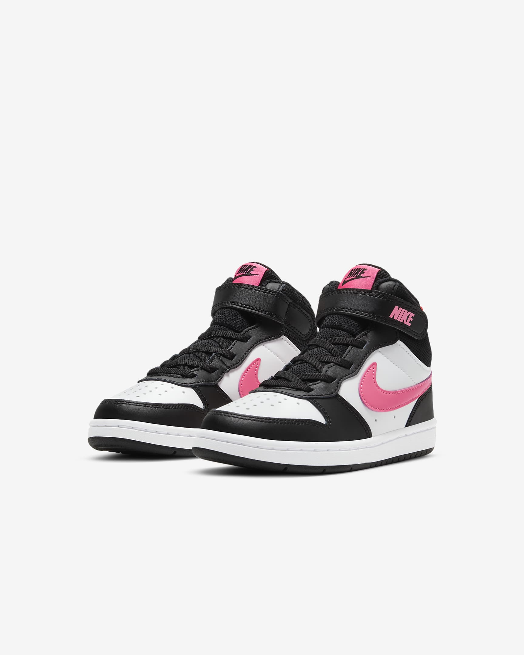 Tenis para niños de preescolar Nike Court Borough Mid 2 - Negro/Blanco/Puesta de sol pulso