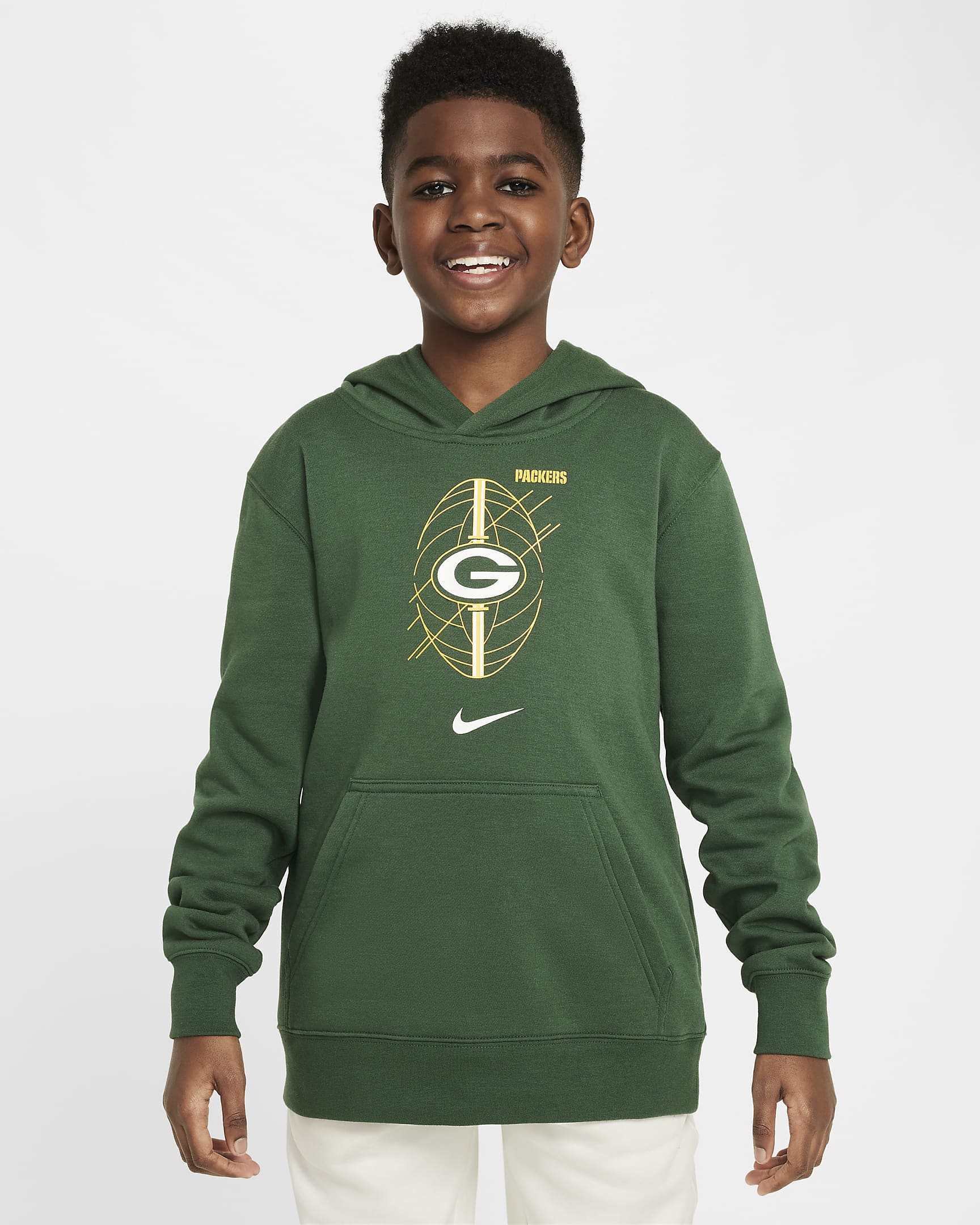 Green Bay Packers Icon Older Kids' Nike NFL Pullover Hoodie - Fir