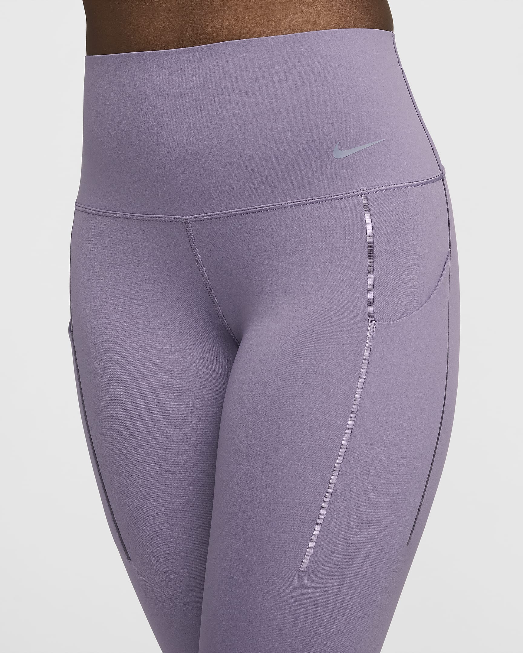 Nike Universa leggings i full lengde med middels støtte, høyt liv og lommer til dame - Daybreak/Svart