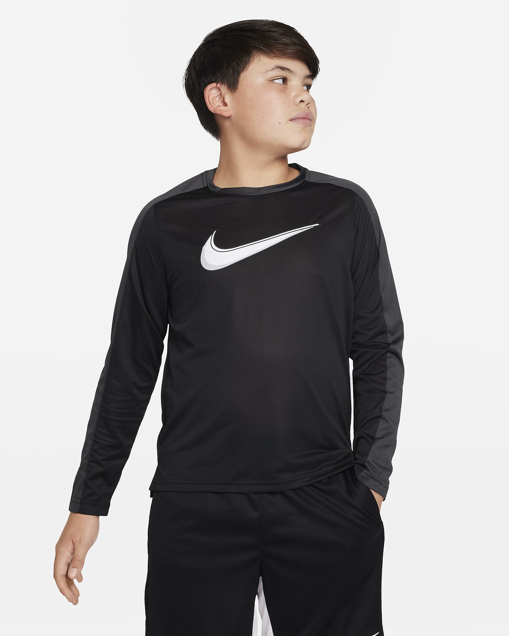 Nike Dri-FIT Big Kids' (Boys') Long-Sleeve Training Top (Extended Size ...