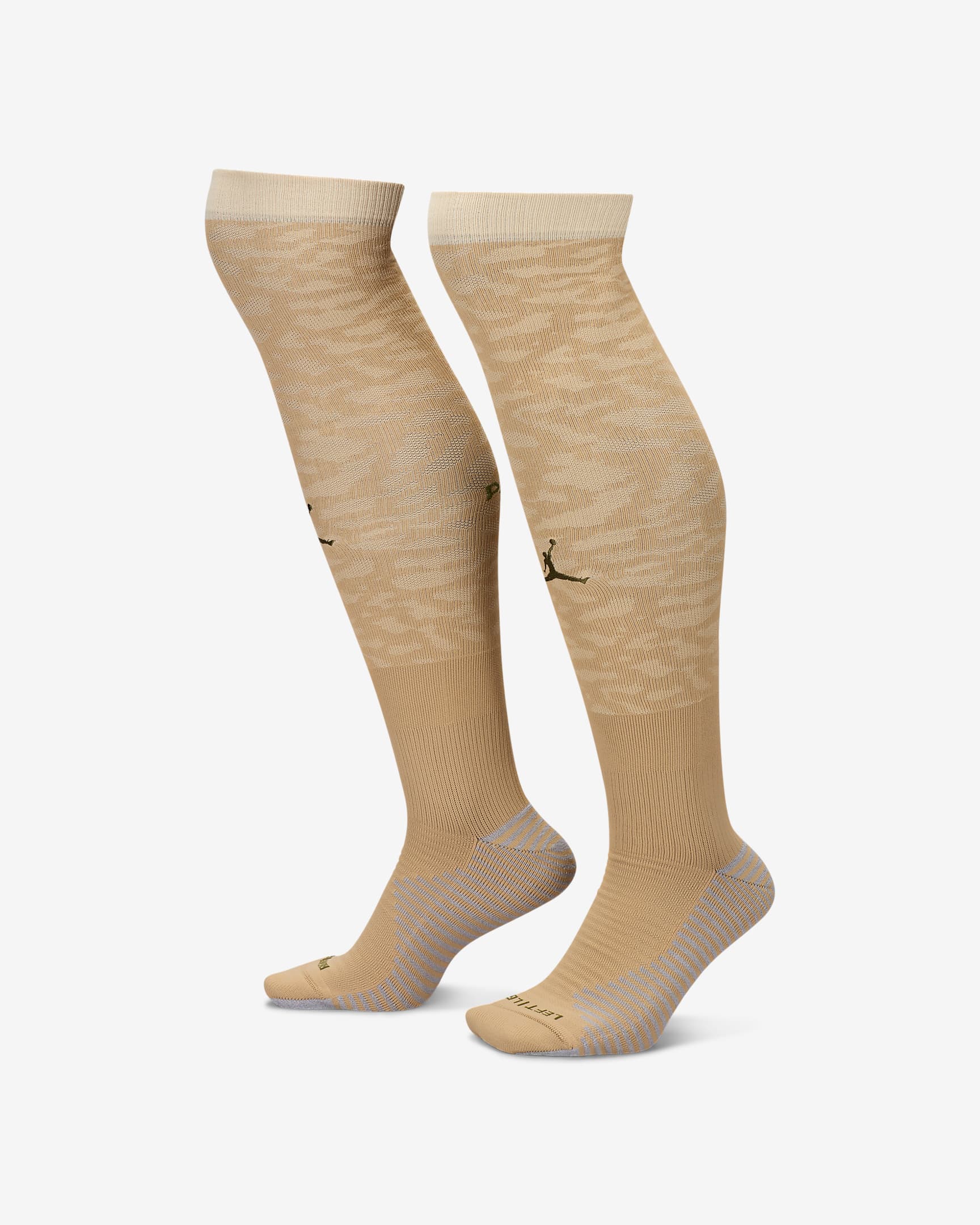 Paris Saint-Germain Strike Fourth Jordan Knee-High Football Socks - Hemp/Sand Drift/Rough Green