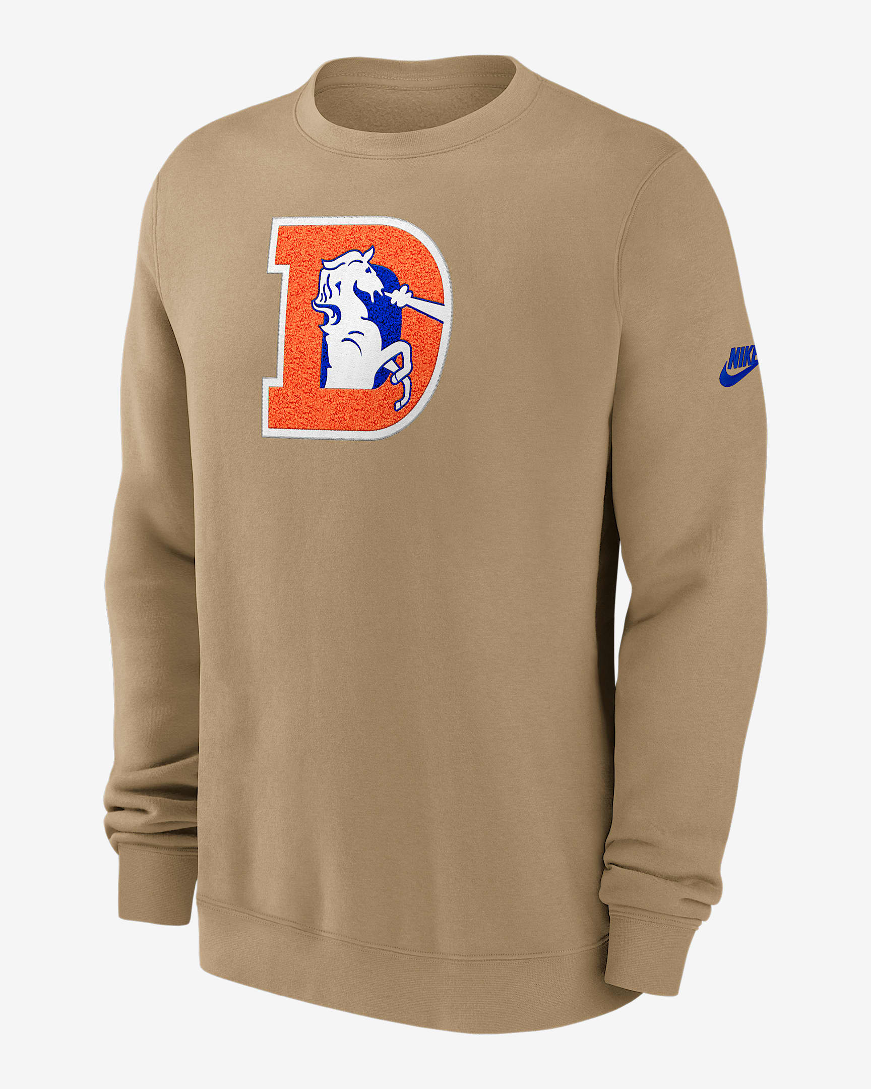 Sudadera de cuello redondo sin cierre Nike de la NFL para hombre Denver Broncos Swing Pass Rewind Club - Tostado/Beige