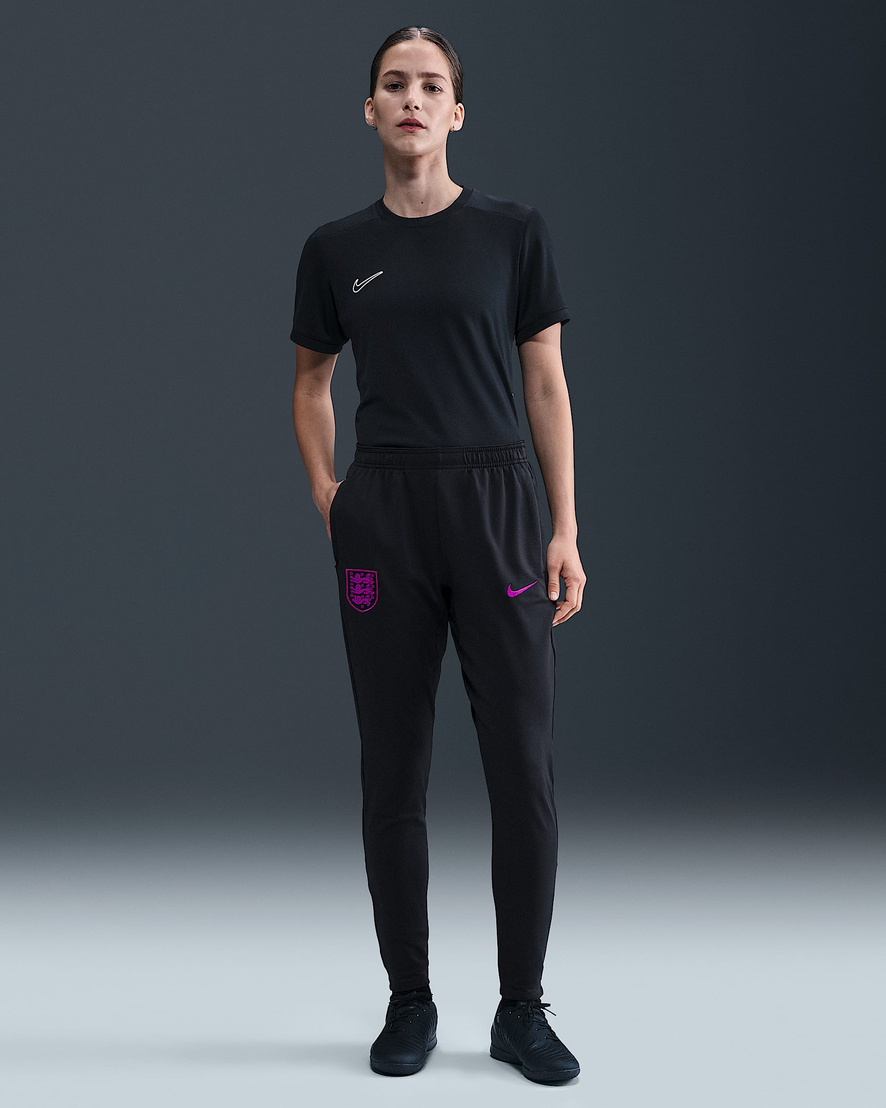 England Strike Women's Nike Dri-FIT Football Knit Pants - Black/Vivid Purple