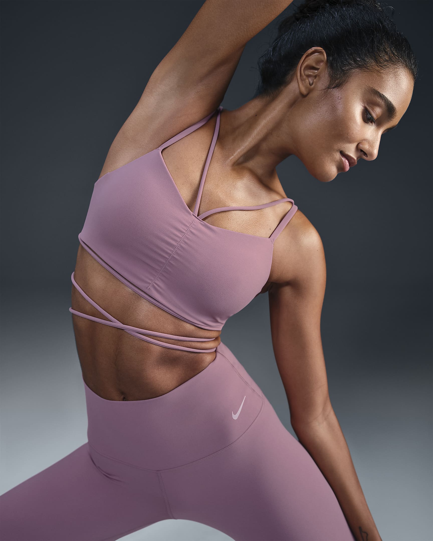 Nike Zenvy Strappy Wrap Women's Light-Support Padded Sports Bra - Plum Dust/Plum Dust/White